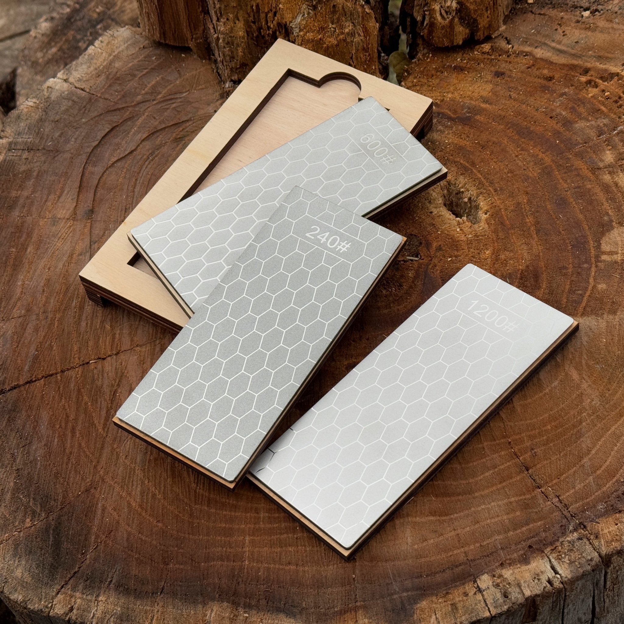 Diamond Sharpening Stone Set with Wooden Stand – 240 / 600 / 1200 Grit - 5