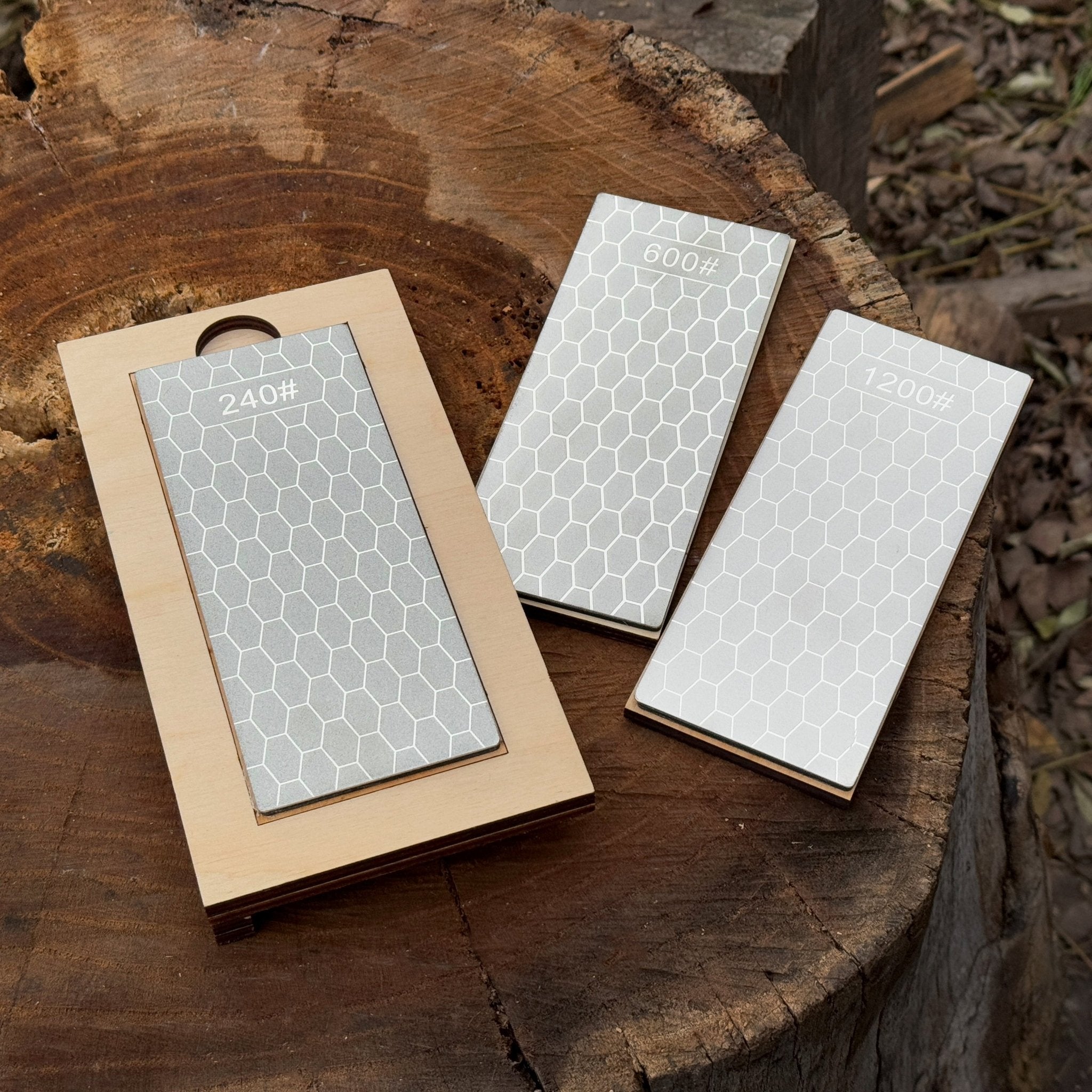 Diamond Sharpening Stone Set with Wooden Stand – 240 / 600 / 1200 Grit - 7