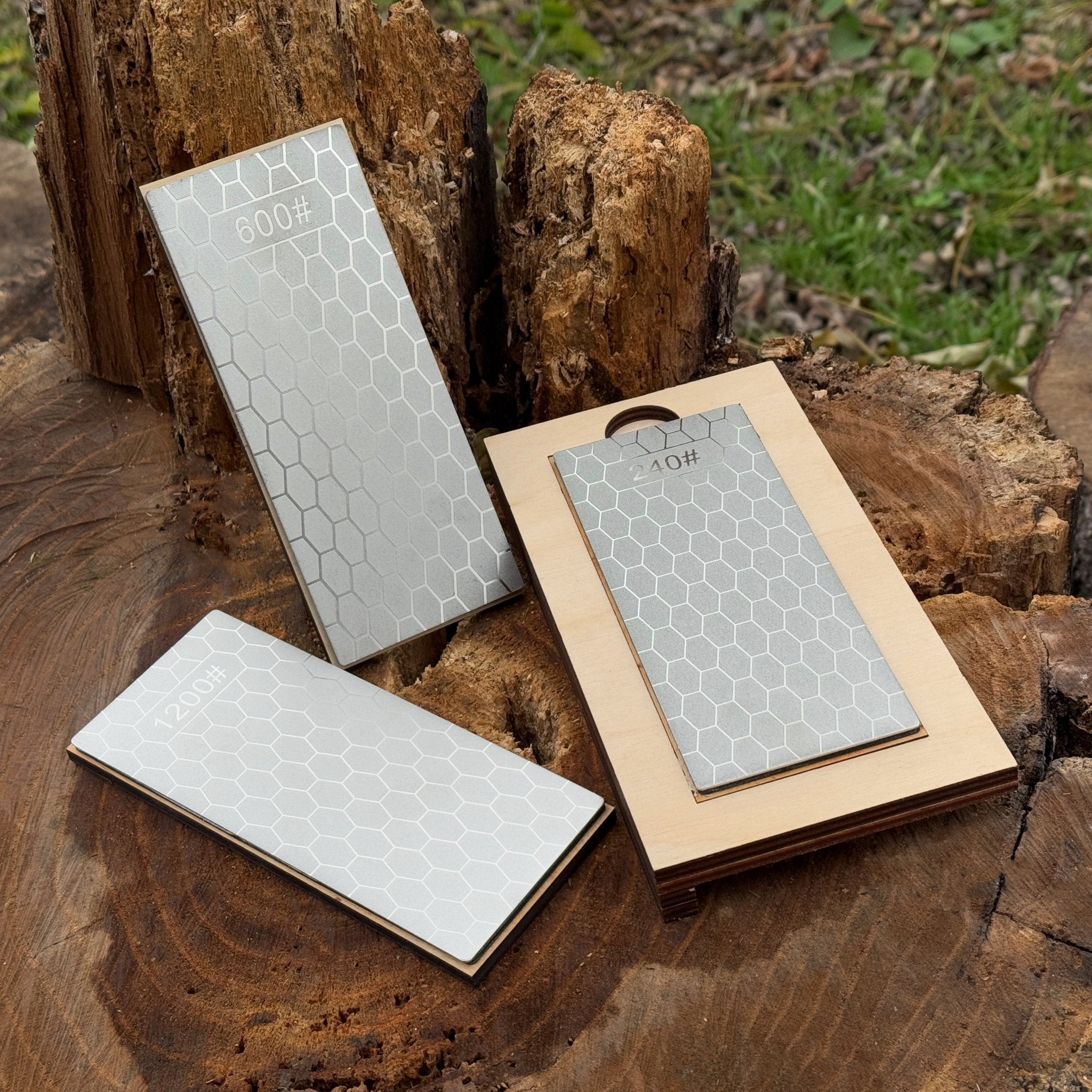 Diamond Sharpening Stone Set with Wooden Stand – 240 / 600 / 1200 Grit - 11