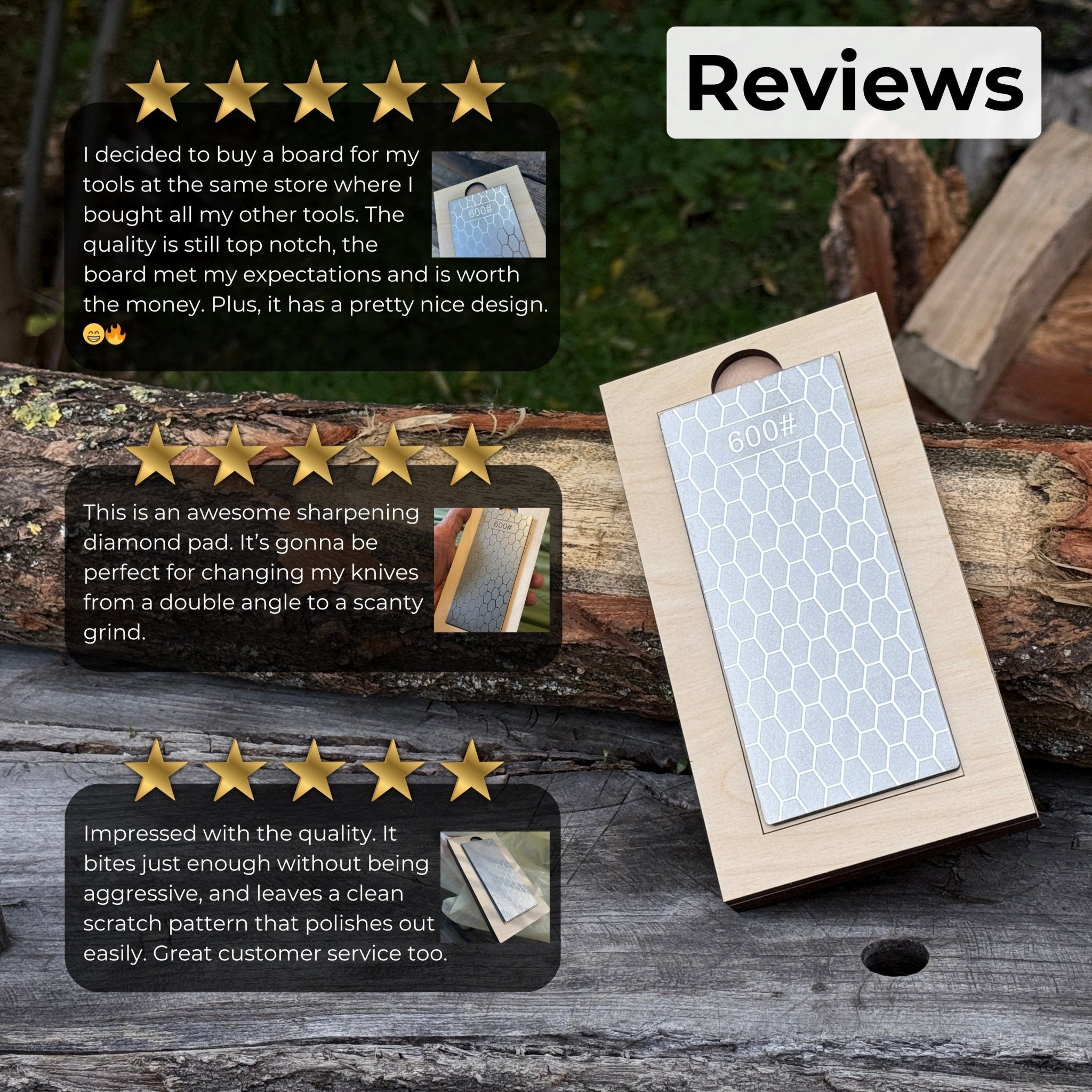 Diamond Sharpening Stone with Wooden Stand – 600 Grit for Knives & Tools - 6