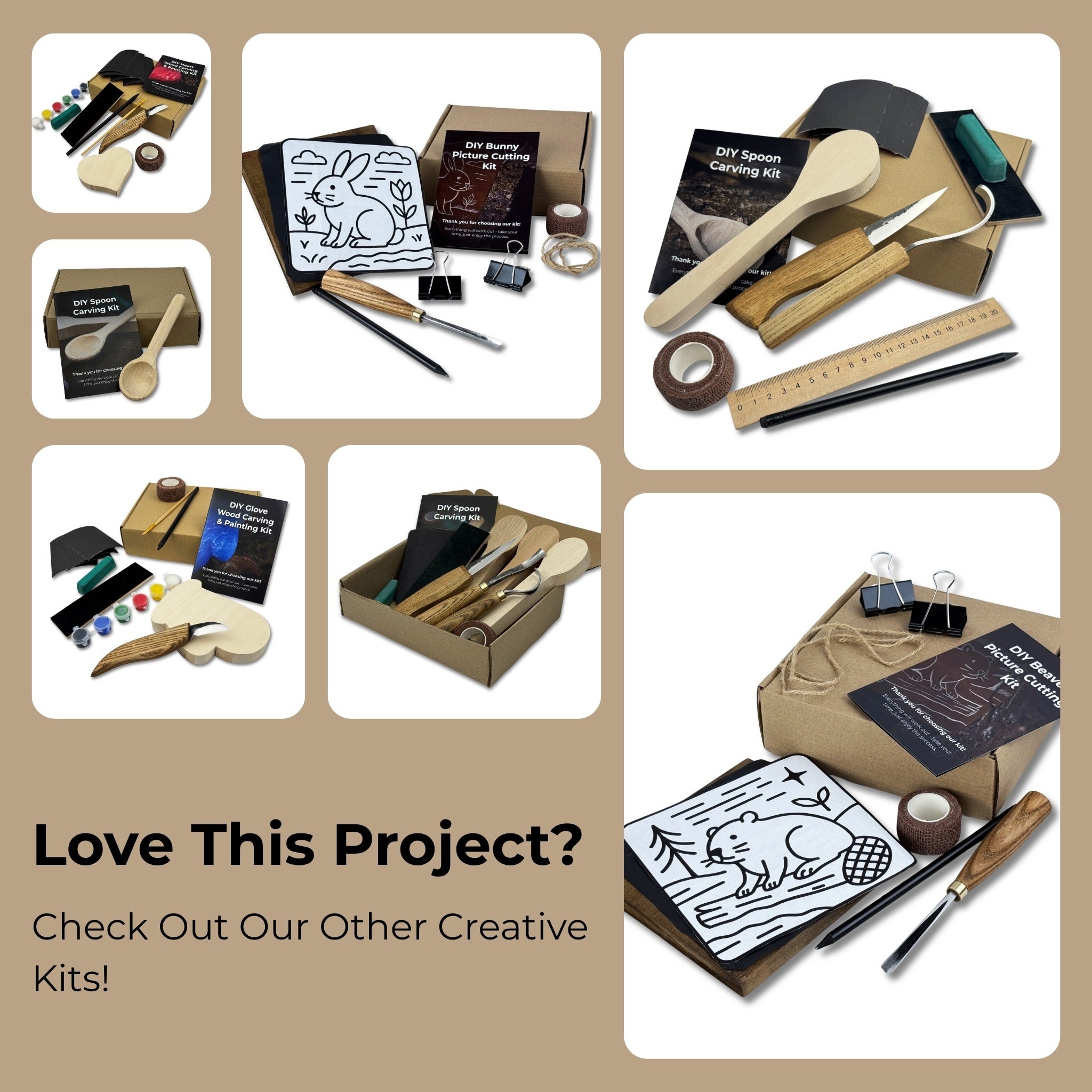 DIY 3 - Piece Spoon Carving Kit for Beginners – Linden, Cherry & Oak Wood Blanks - 7