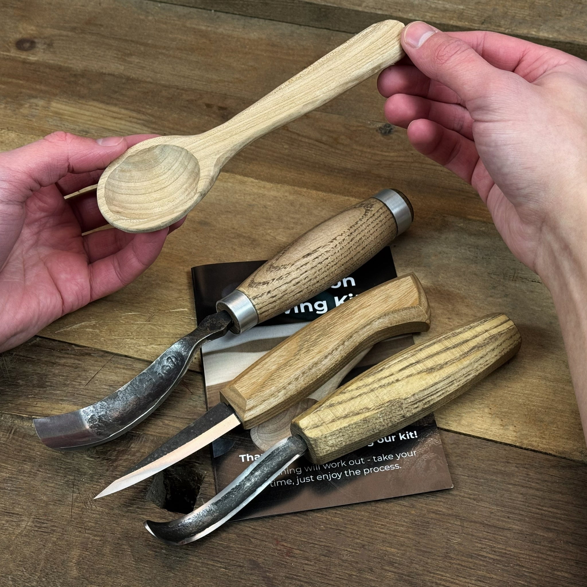 DIY 3 - Piece Spoon Carving Kit for Beginners – Linden, Cherry & Oak Wood Blanks - 10