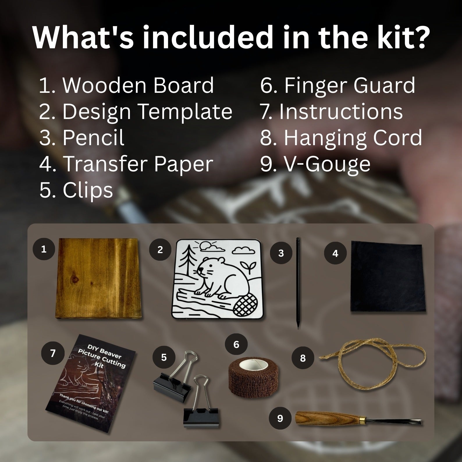 DIY Beaver Carving Kit – Wood Art Set with V - Chisel & Video Guide - 2