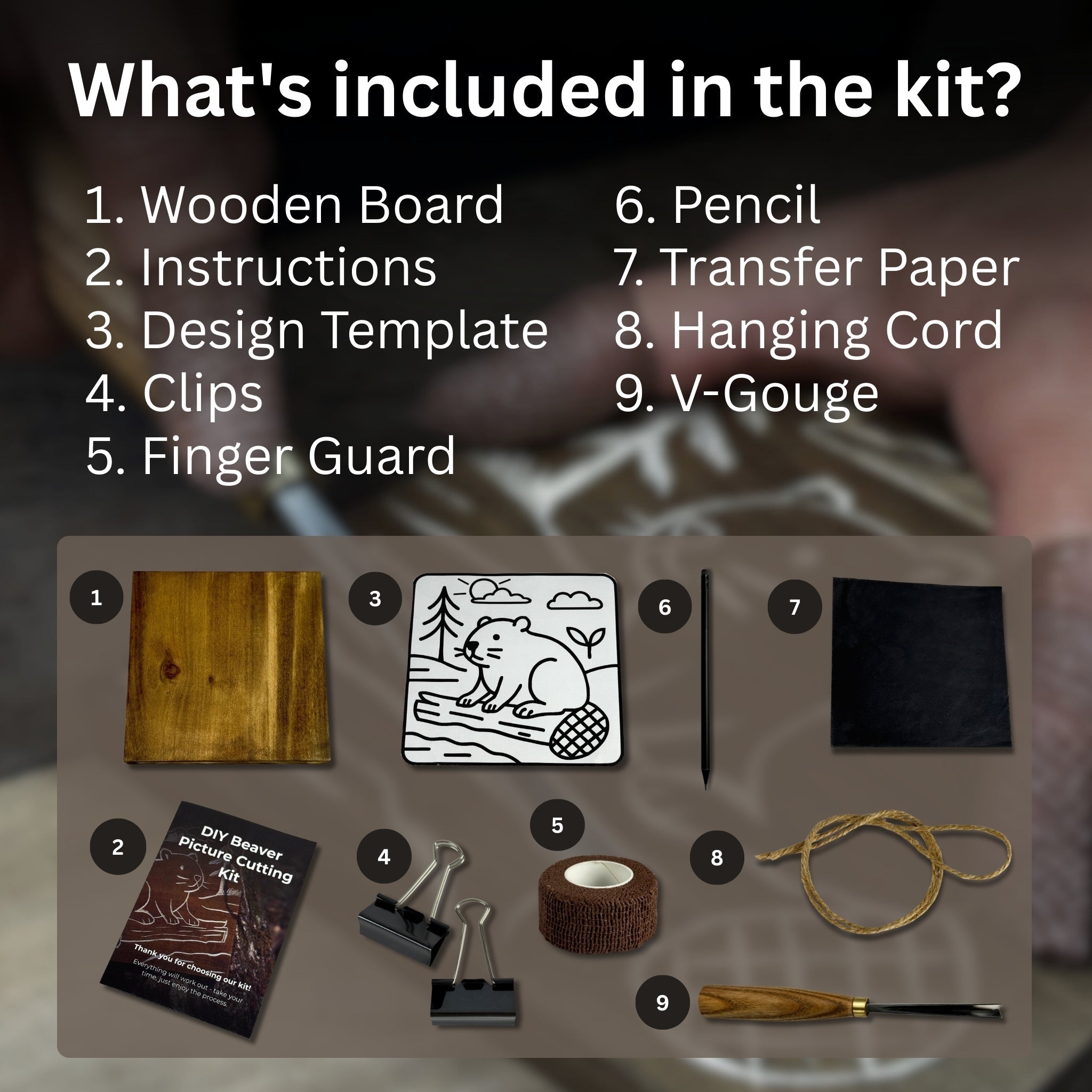 DIY Beaver Carving Kit – Wood Art Set with V - Chisel & Video Guide - 2