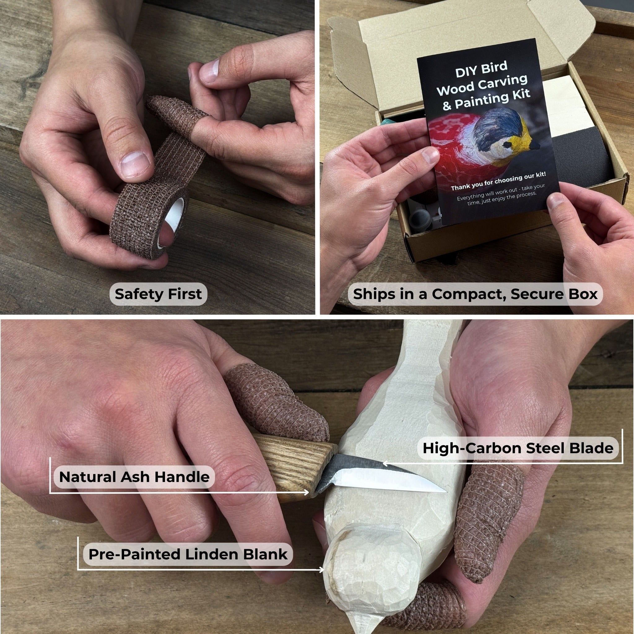DIY Bird Wood Carving & Painting Kit - 3