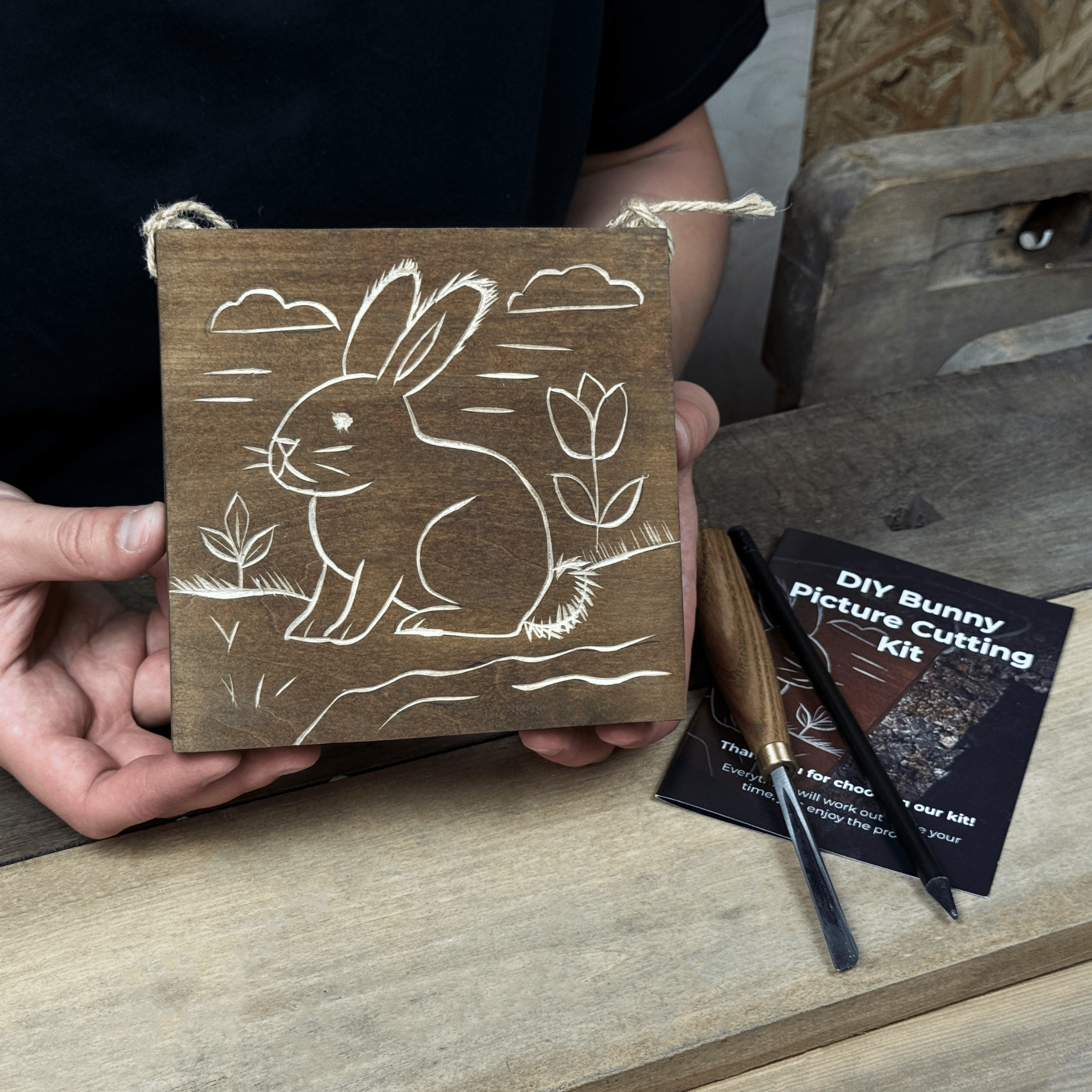 DIY Bunny Carving Kit – Wood Art Set with V - Chisel & Video Guide - 8