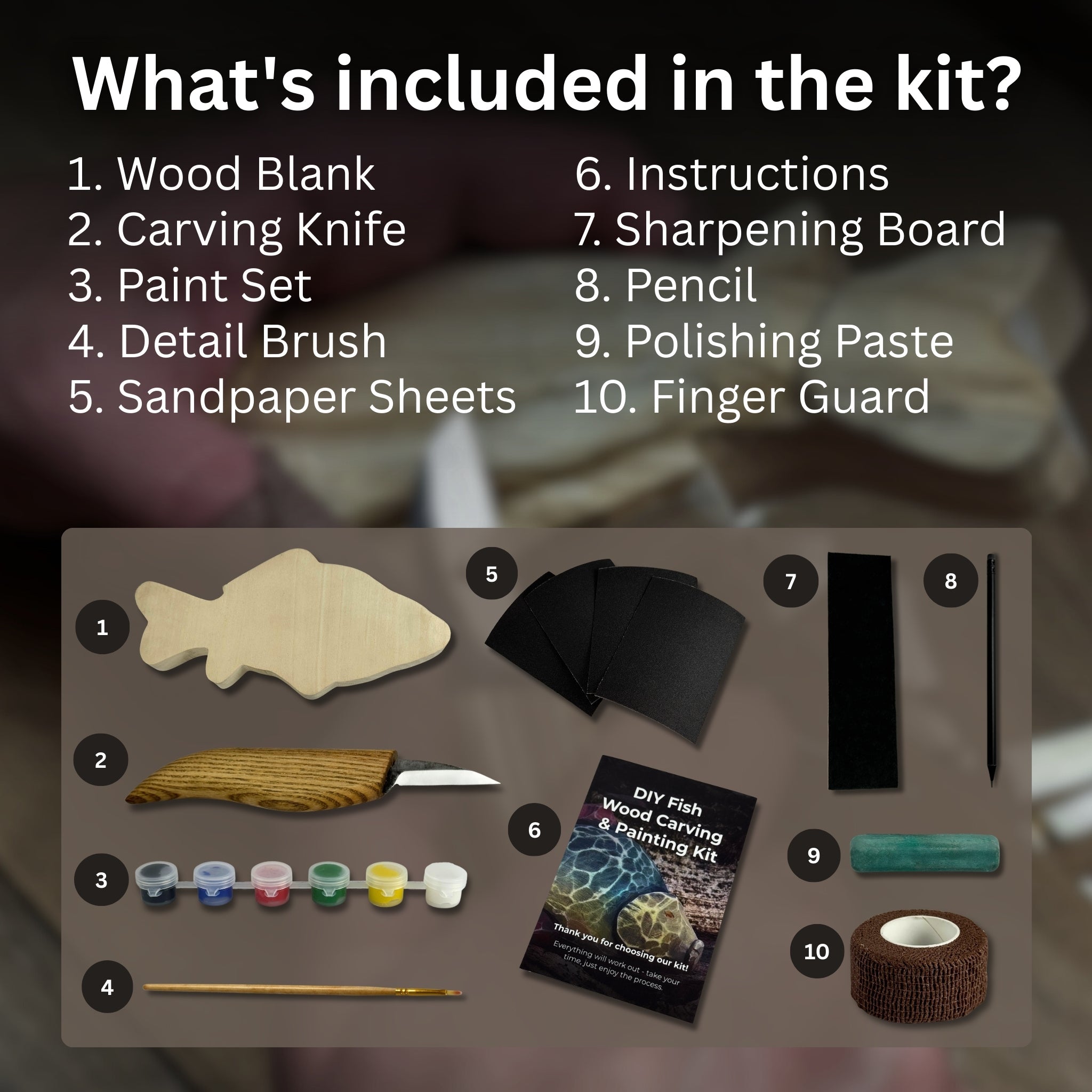 DIY Fish Wood Carving & Painting Kit – Beginner Whittling Set with Video Tutorial - 2