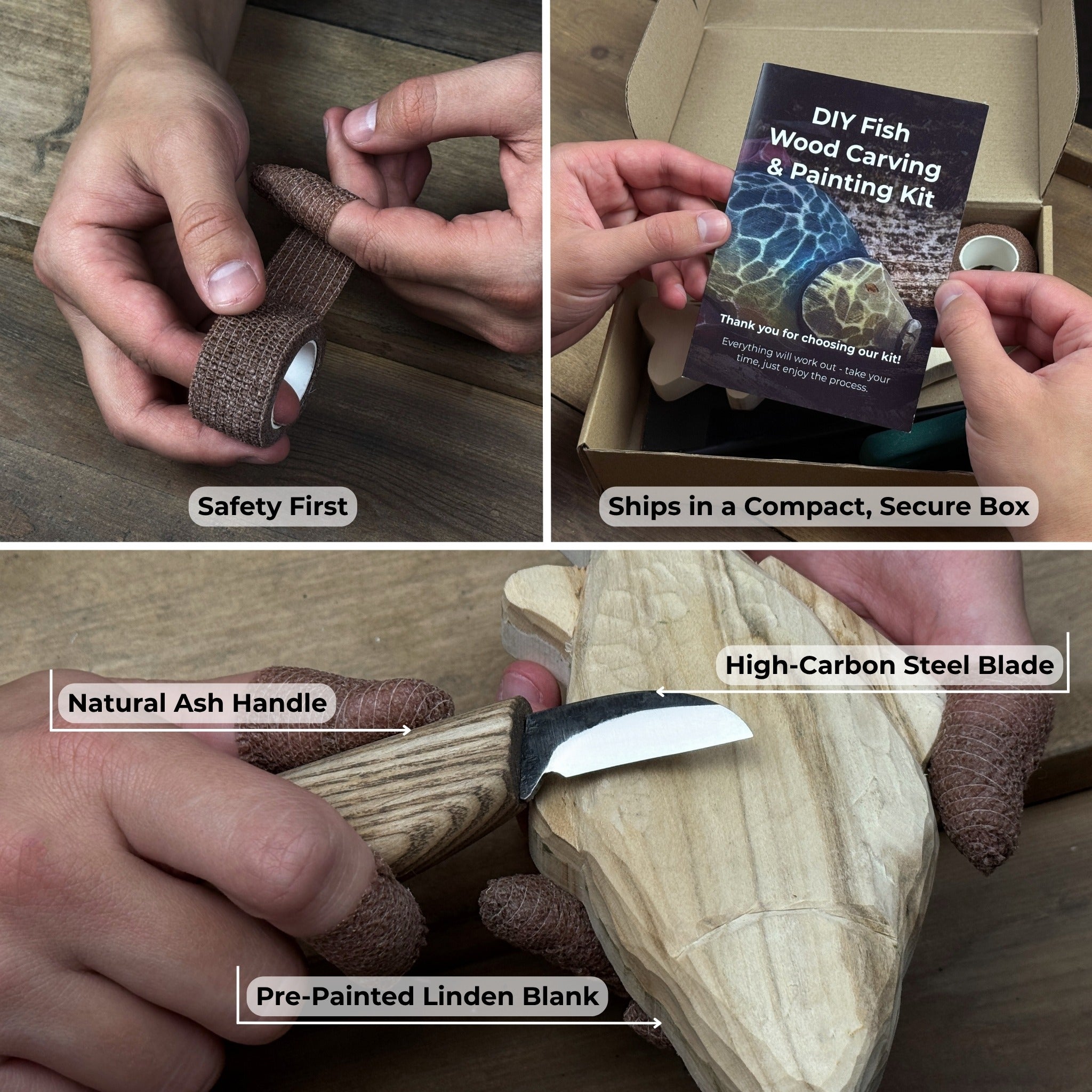 DIY Fish Wood Carving & Painting Kit – Beginner Whittling Set with Video Tutorial - 3