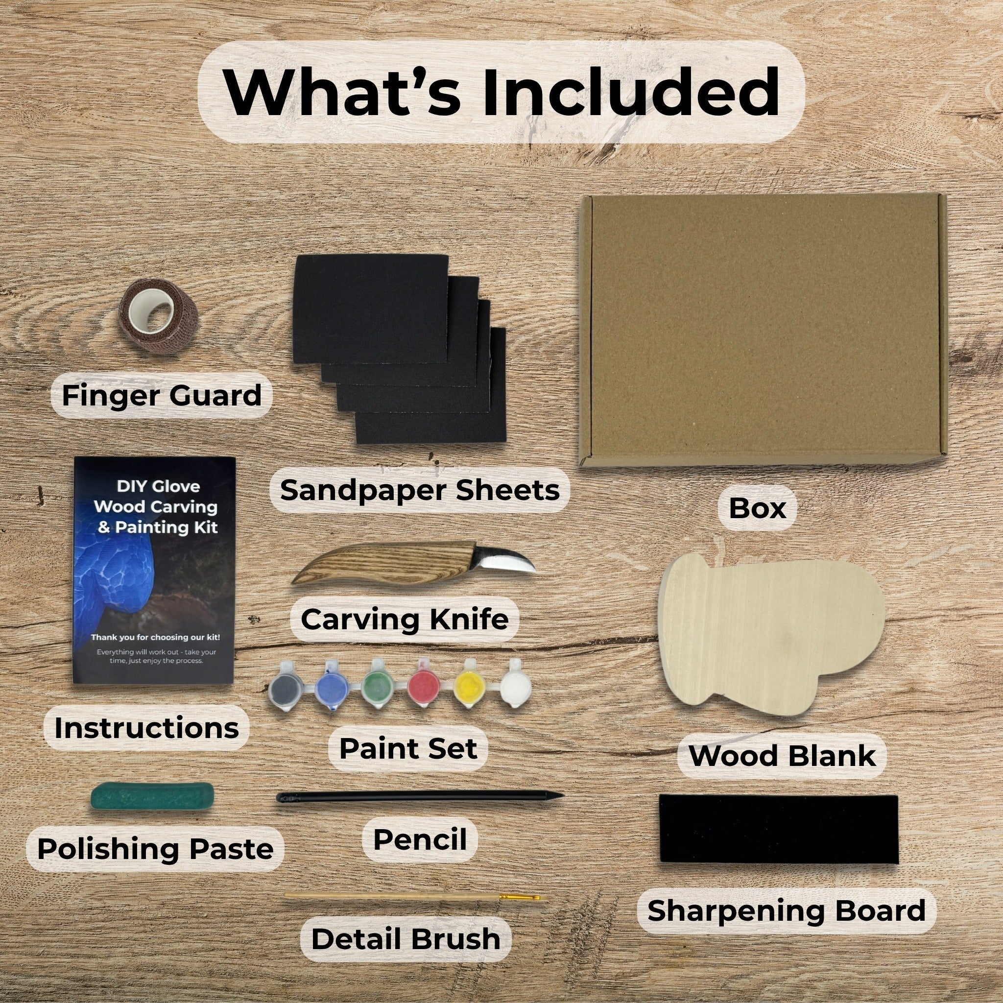 DIY Glove Wood Carving & Painting Kit - 2