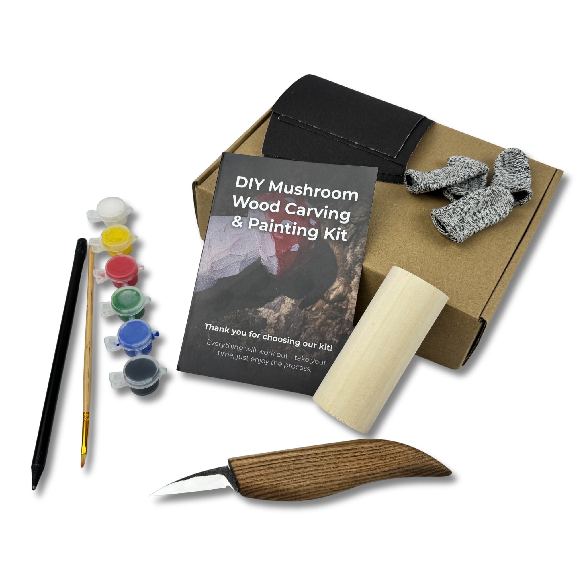 DIY Mushroom Wood Carving & Painting Kit - 1