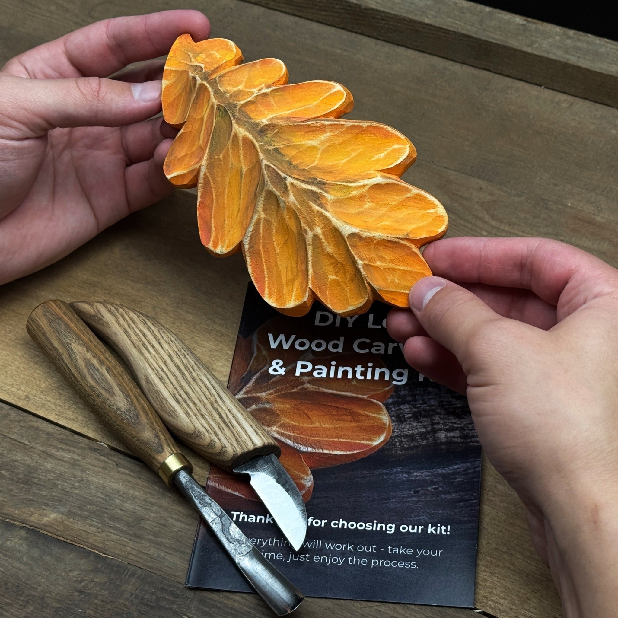 DIY Oak Leaf Carving and Painting Kit - 7
