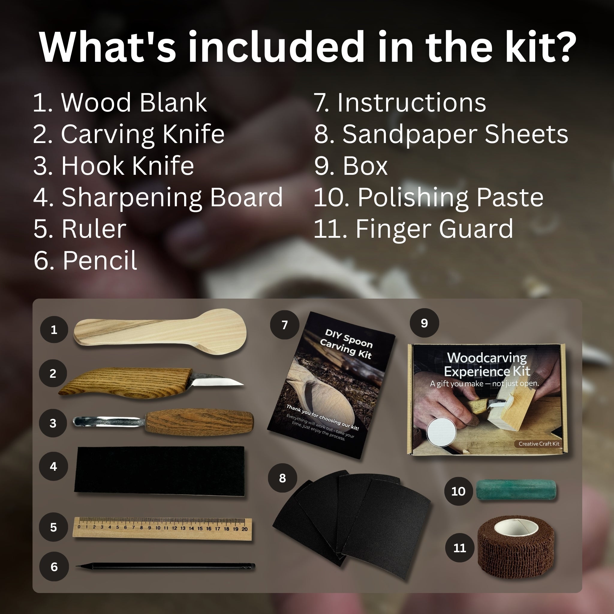 DIY Spoon Carving Kit for Beginners – Hook Knife & Whittling Tools - 2