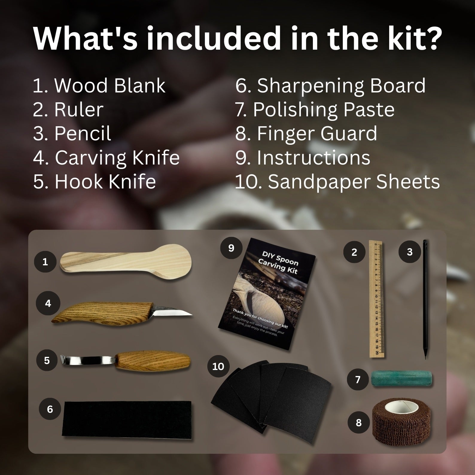 DIY Spoon Carving Kit for Beginners – Hook Knife & Whittling Tools - 2