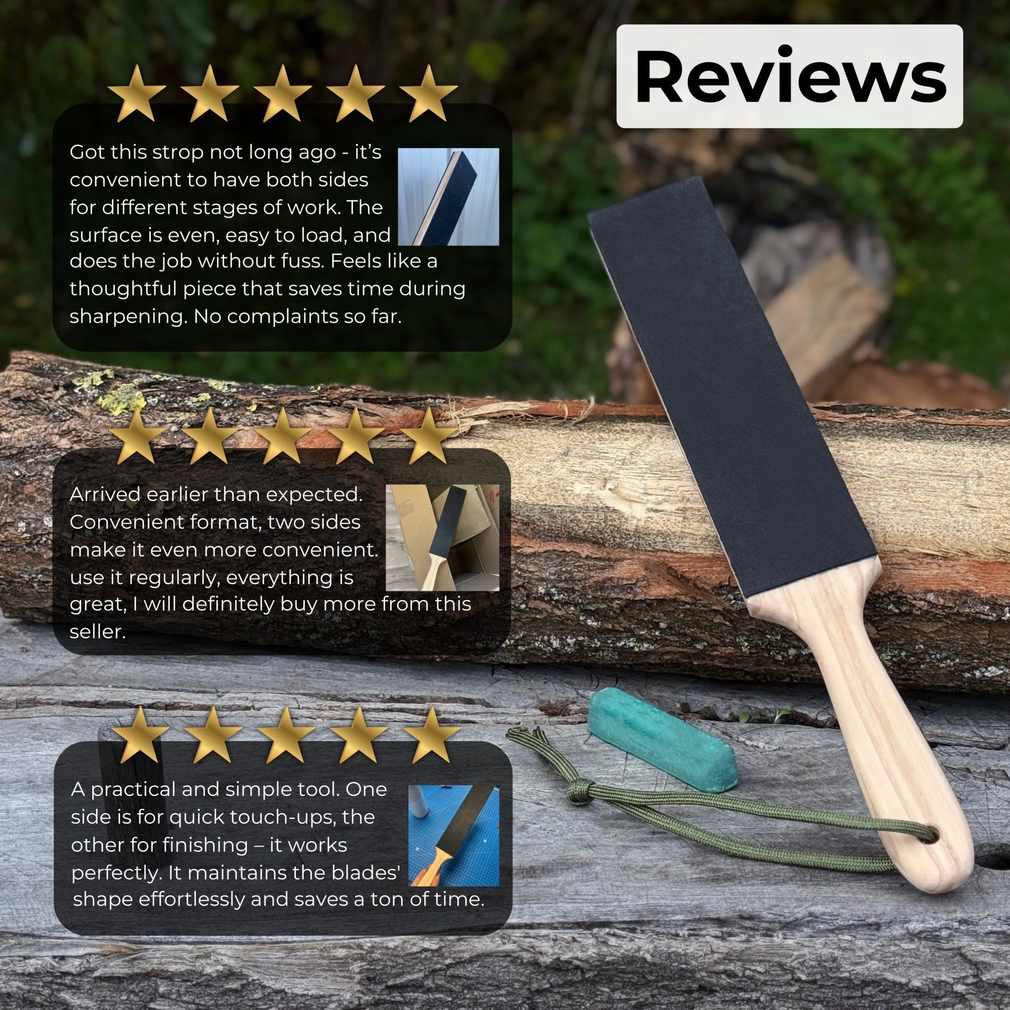 Double - Sided Leather Sharpening Strop with Polishing Paste - 7