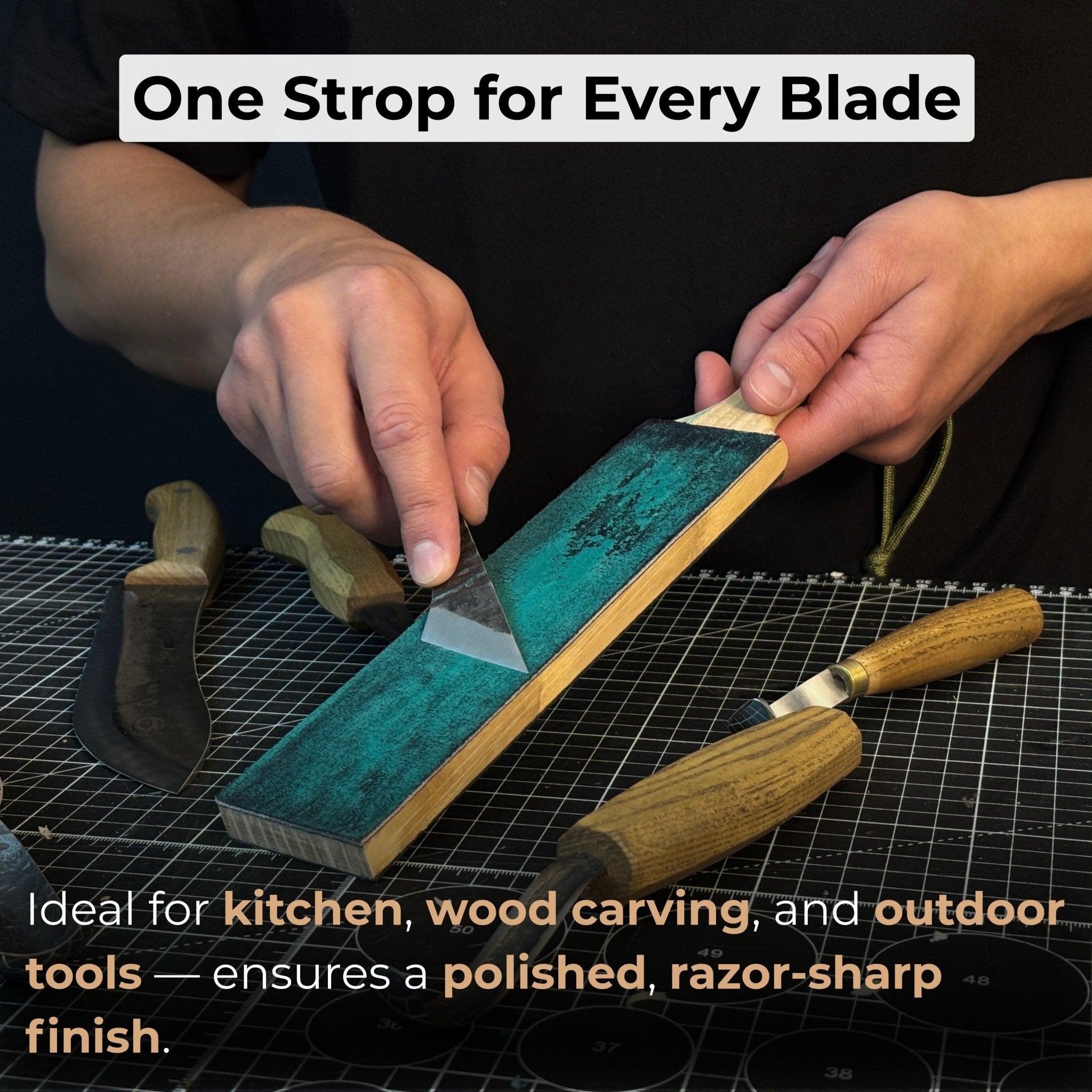 Double - Sided Leather Sharpening Strop with Polishing Paste - 5