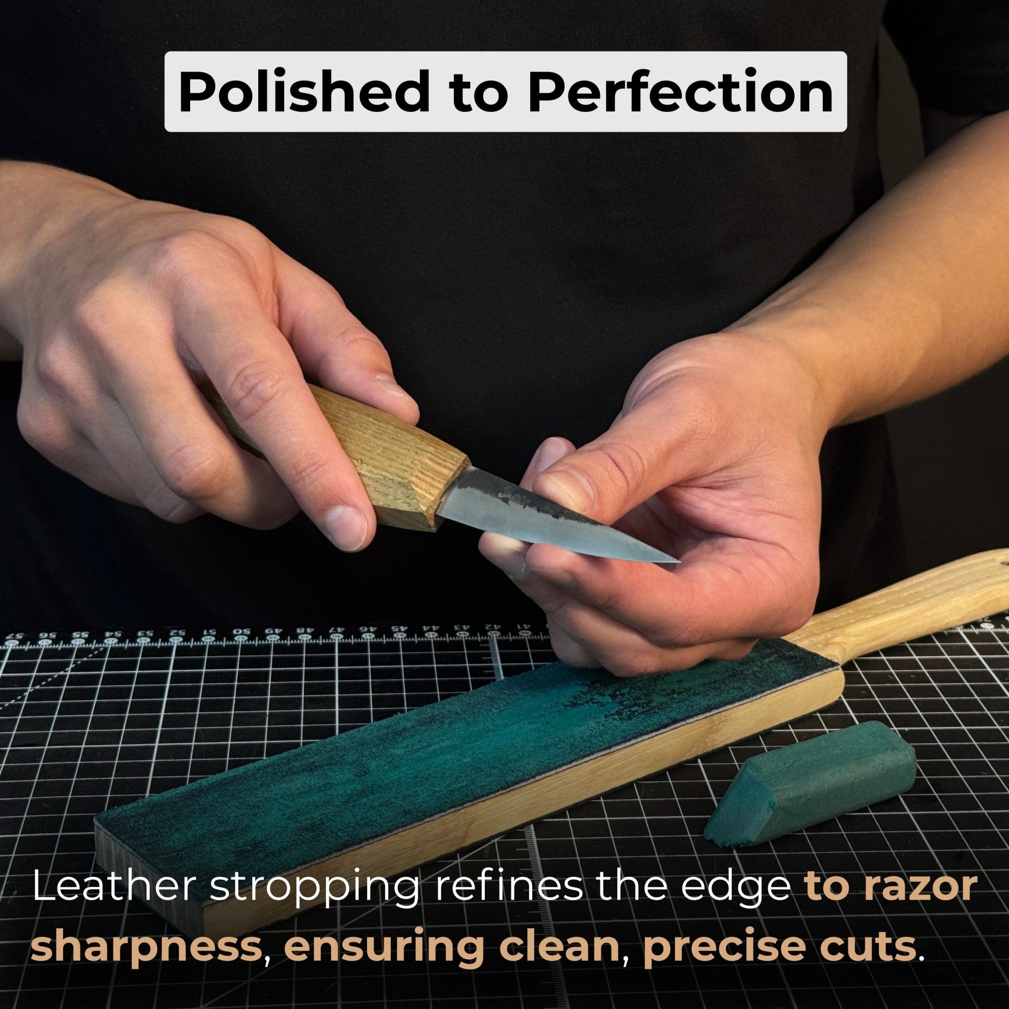 Double - Sided Leather Sharpening Strop with Polishing Paste - 4