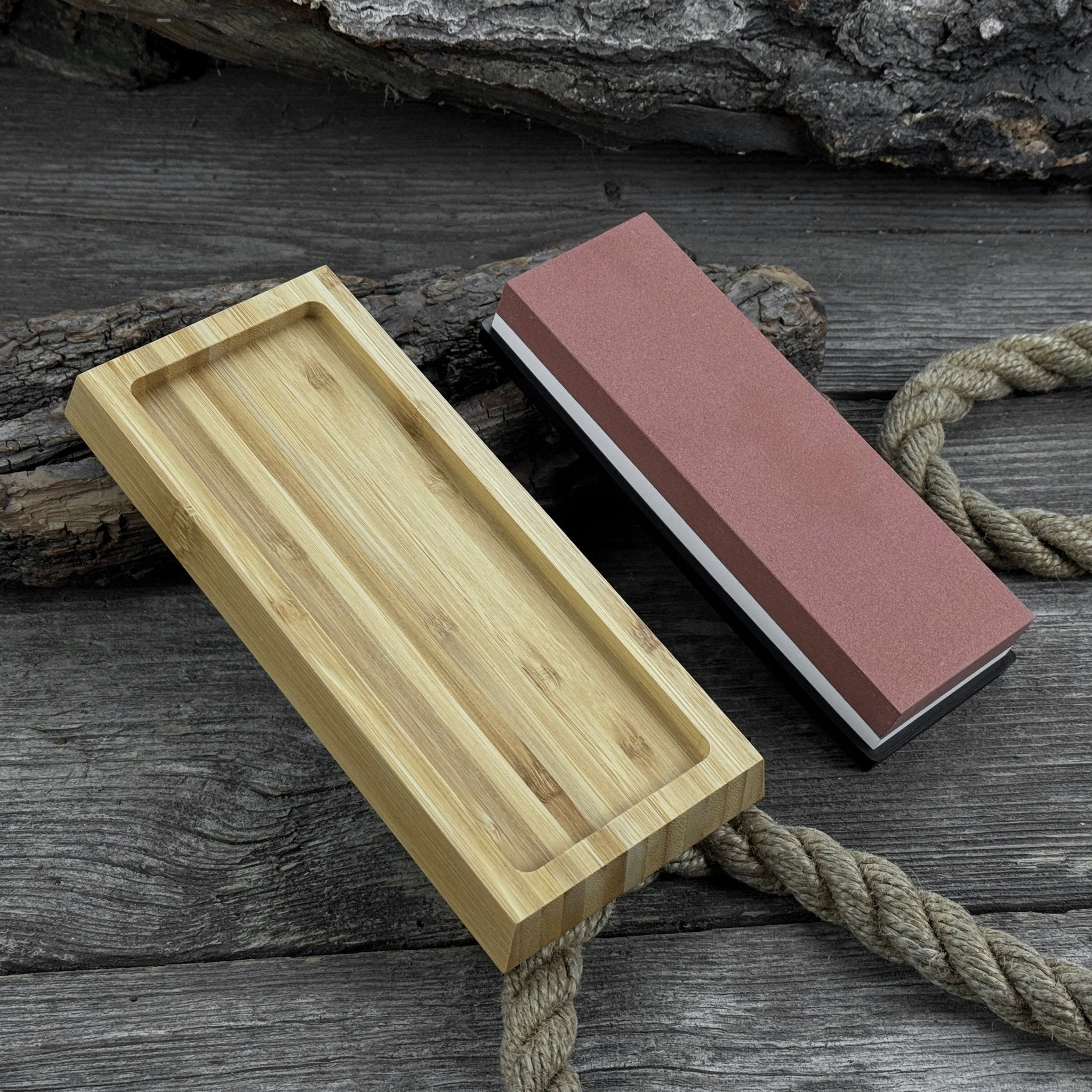 Double - Sided Sharpening Stone with Optional Wooden Stand – Grit 3000 / 8000 - 6