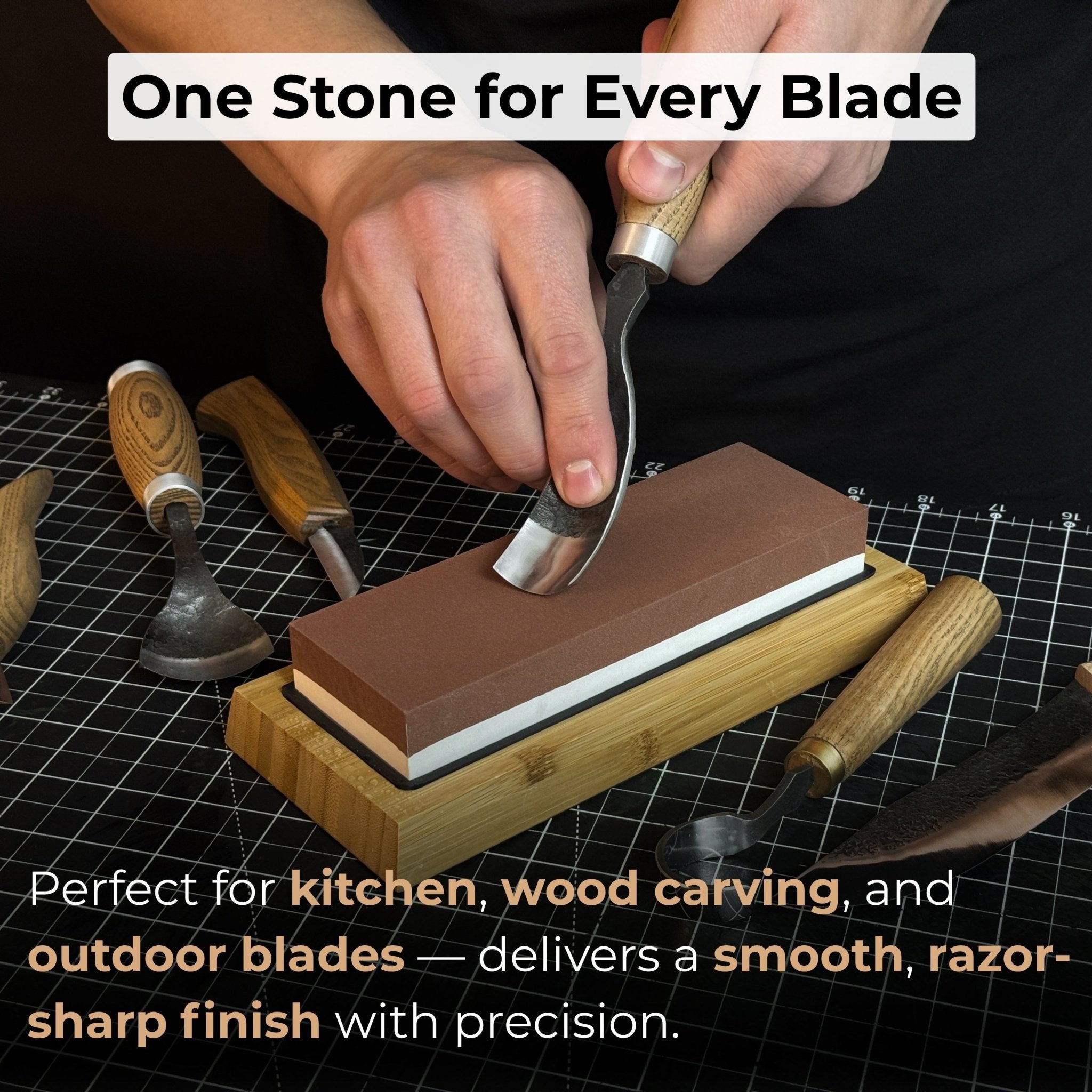 Double - Sided Sharpening Stone with Optional Wooden Stand – Grit 3000 / 8000 - 5