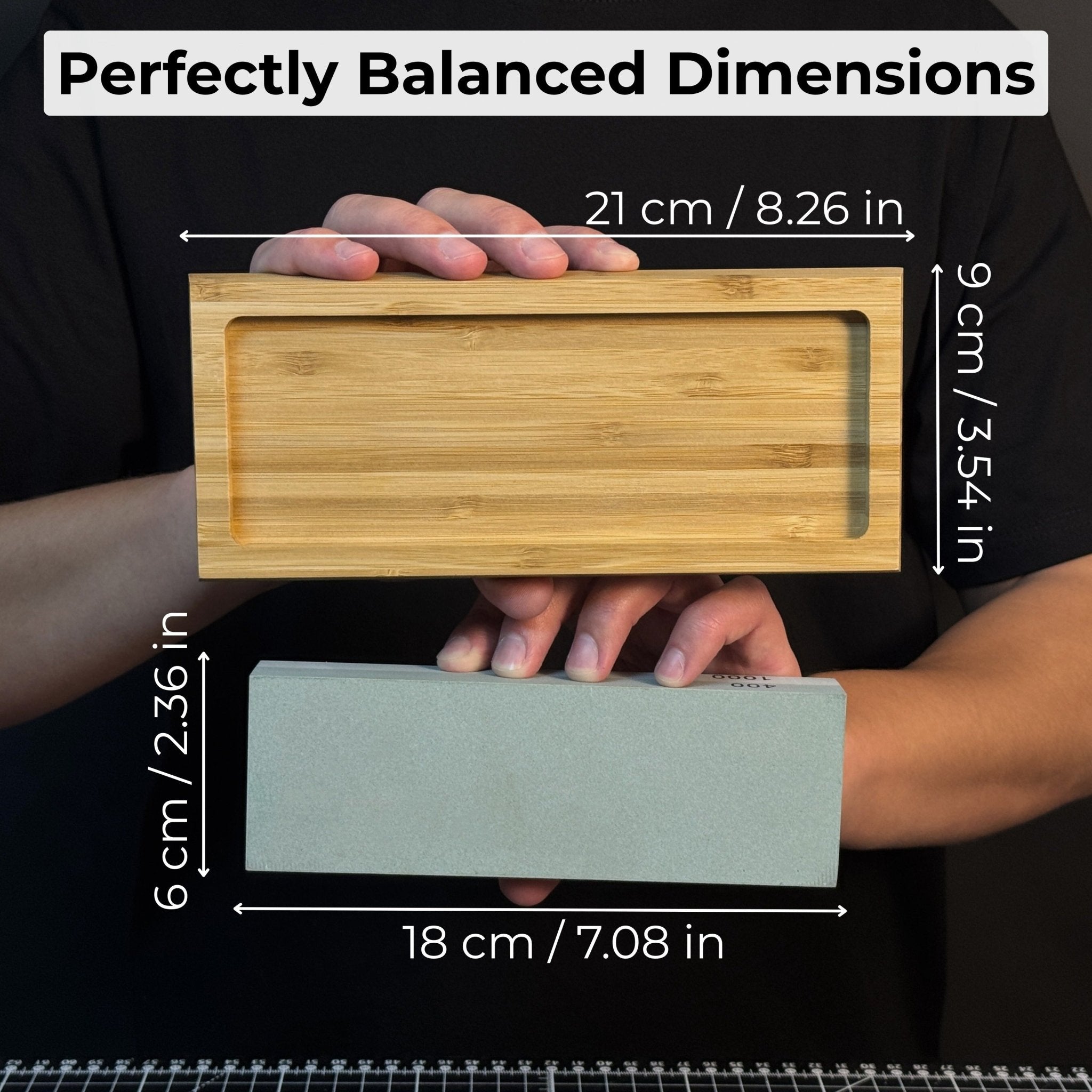 Double - Sided Sharpening Stone with Optional Wooden Stand – Grit 400 / 1000 - 2