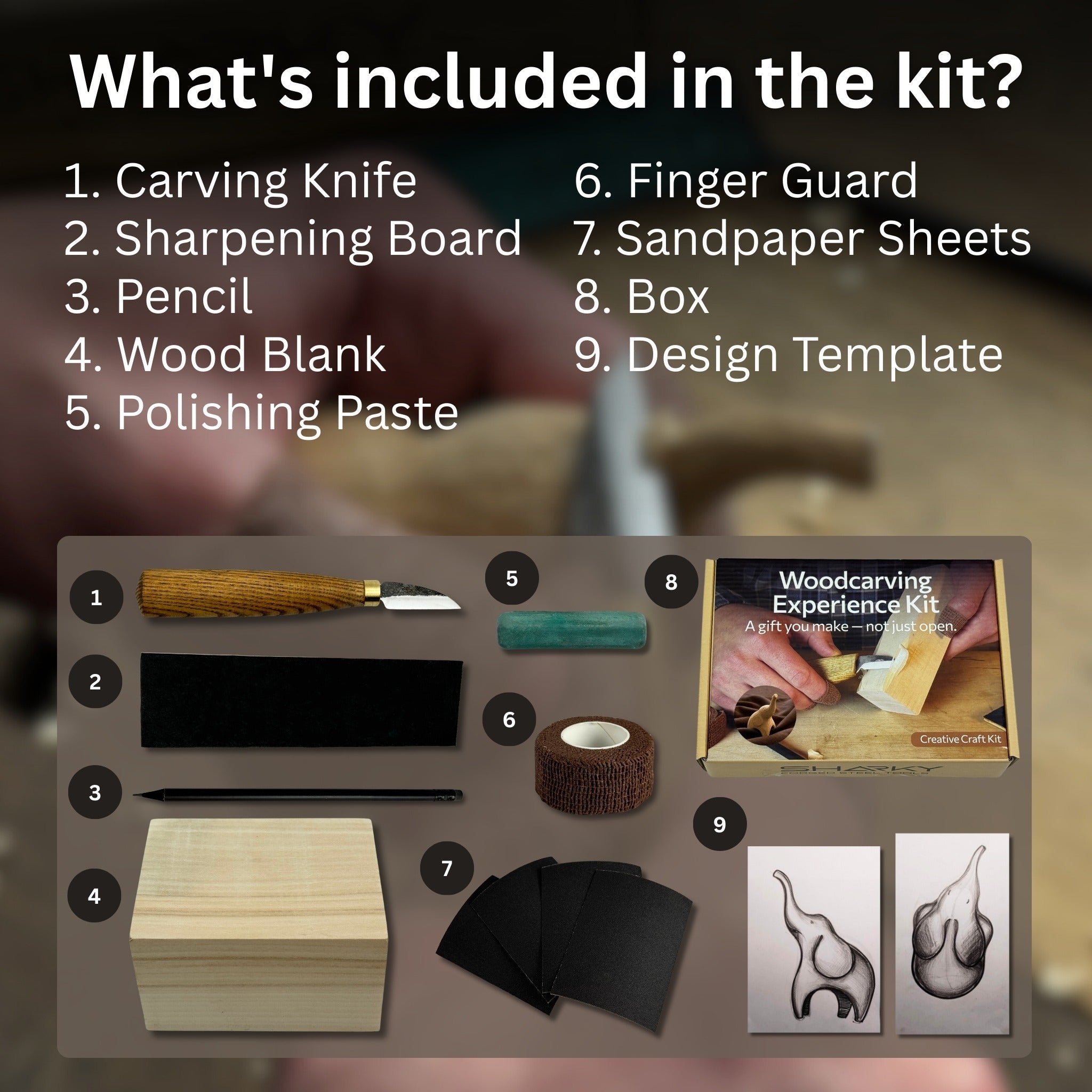 Elephant Carving Kit - Complete Starter Whittling Kit for Beginners, Adults, Teens, and Kids - 2