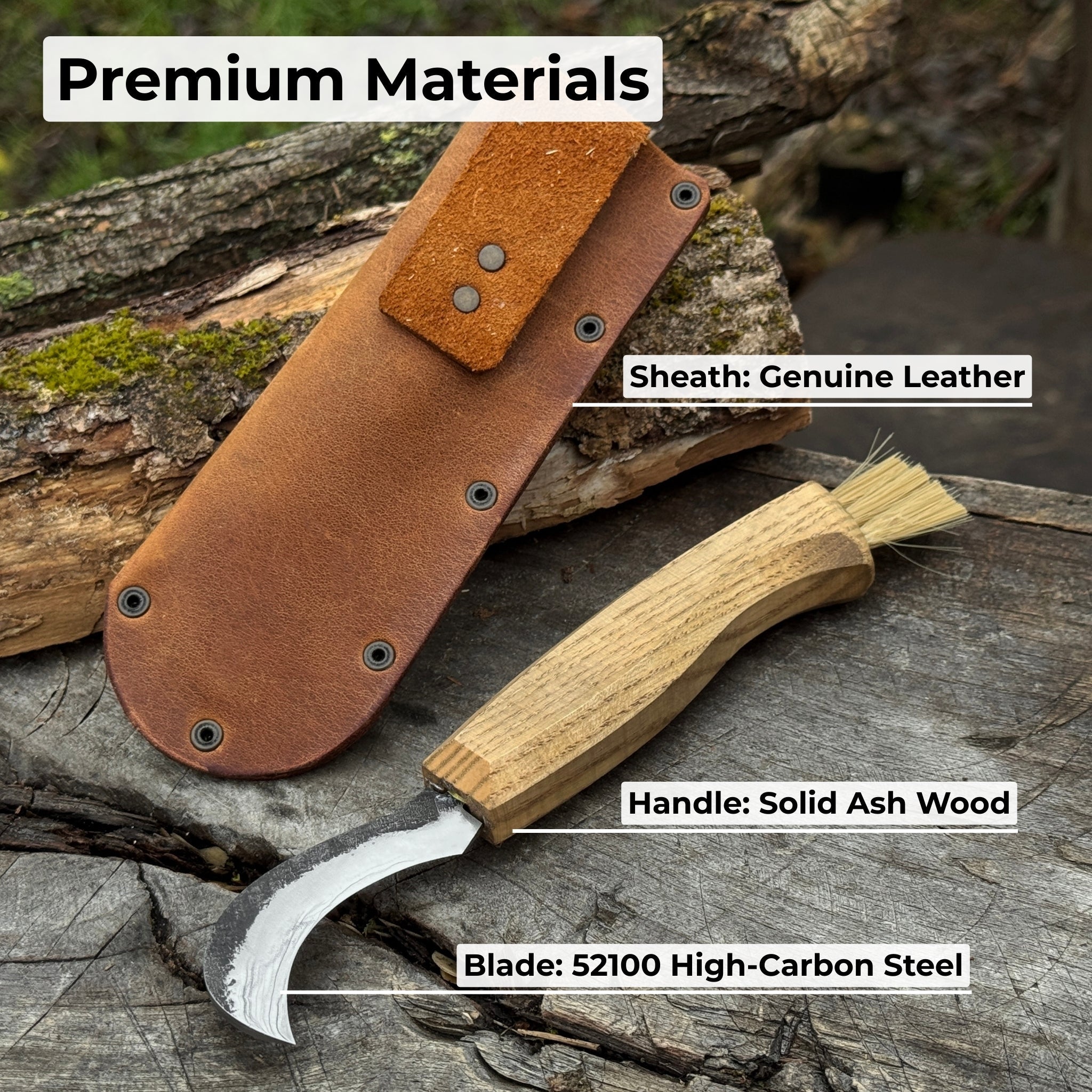 Forged Mushroom Knife with Brush, 6.5 cm (2.56 inches) - 6