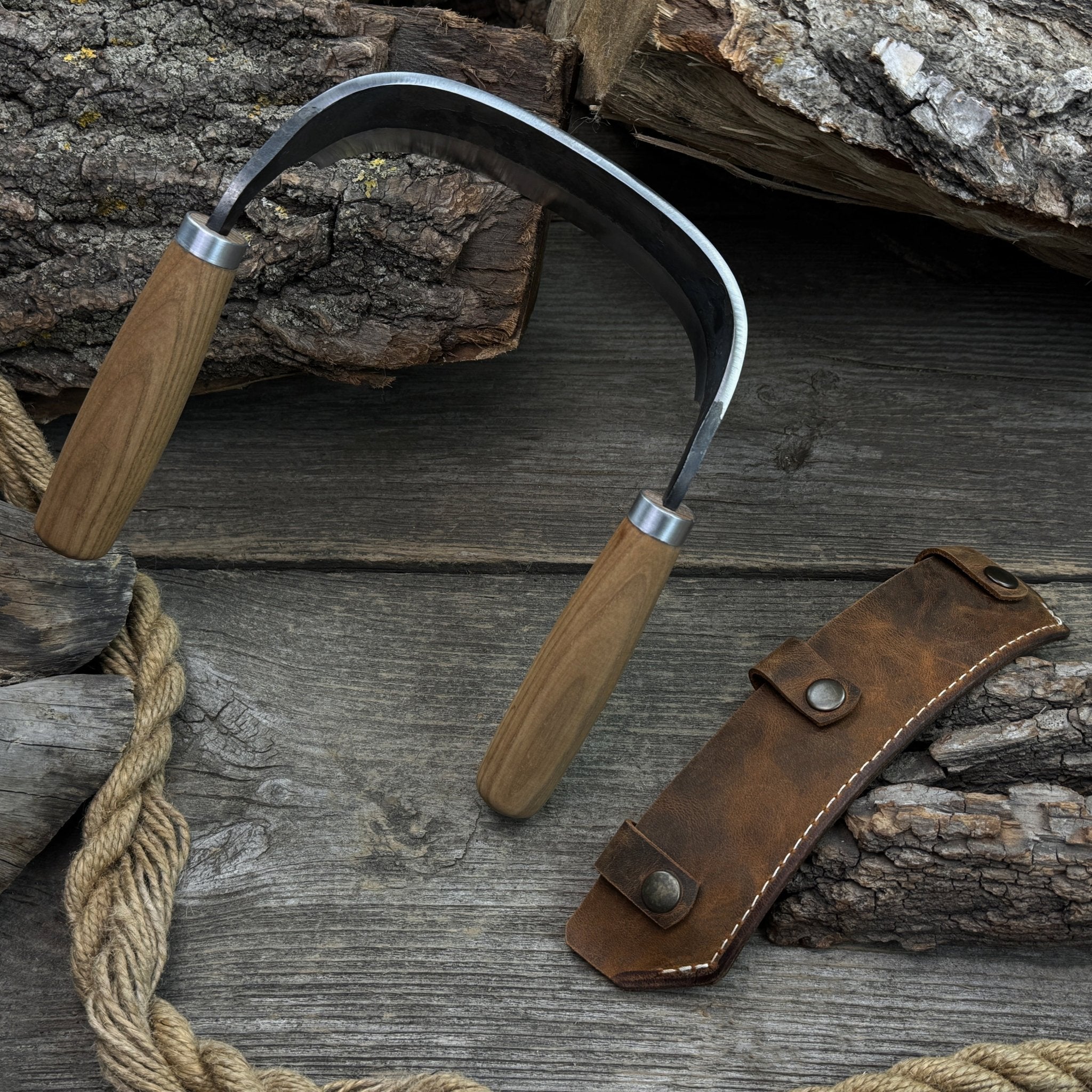 Half - Rounded Drawknife (Inshave) with Leather Sheath, 15 cm (5.9 inches) - 7