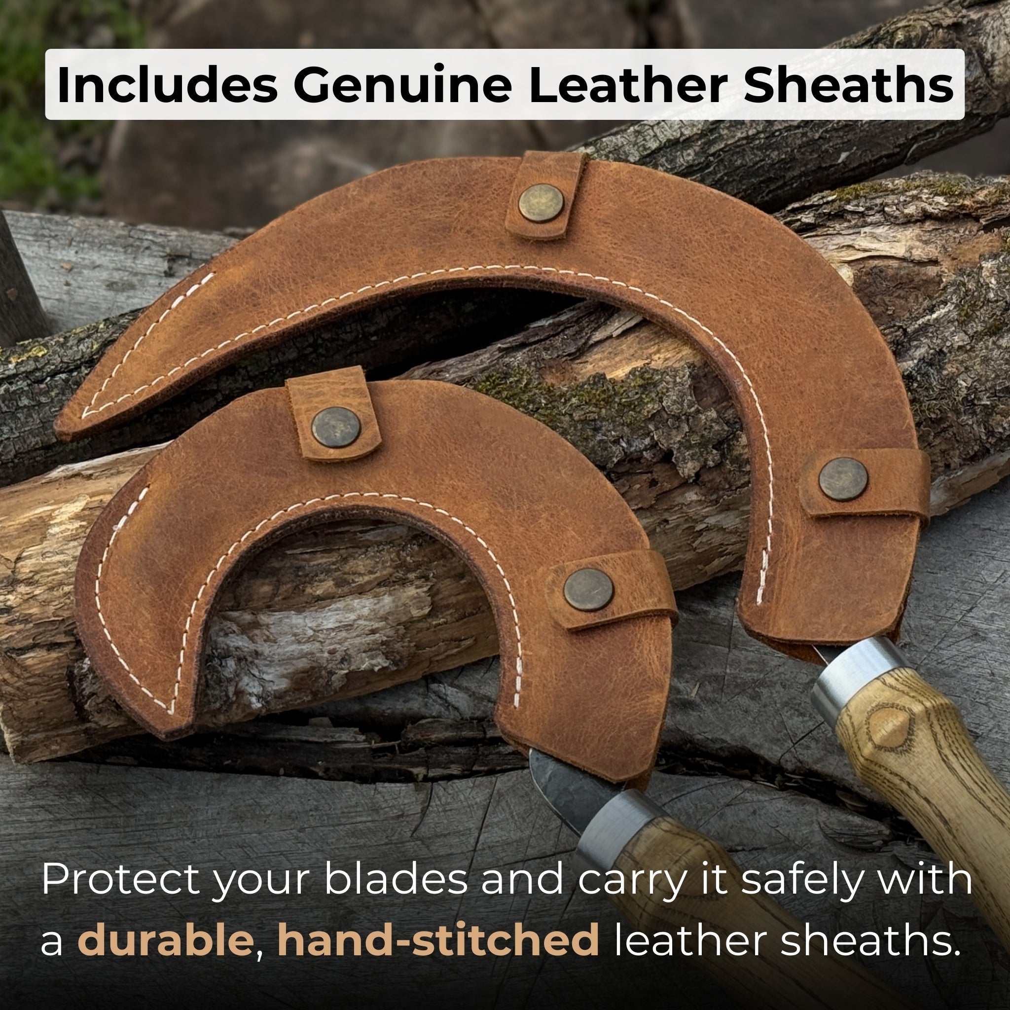 Hand - Forged 2 - Piece Sickle Set with Leather Sheaths - 4