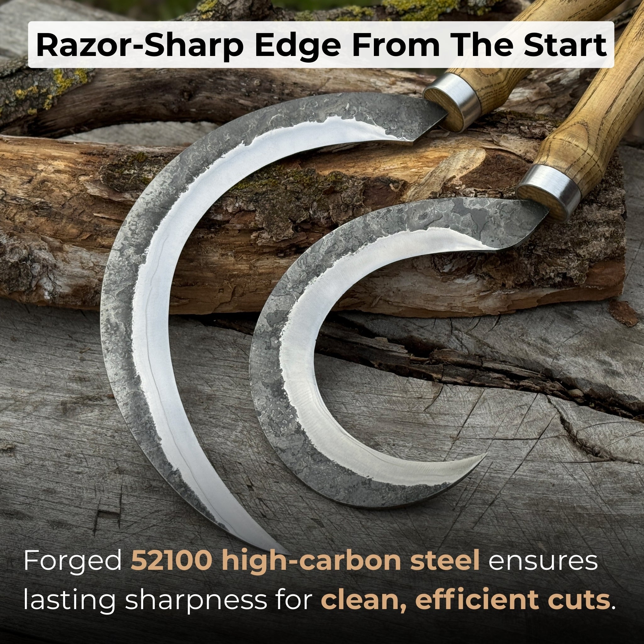 Hand - Forged 2 - Piece Sickle Set with Leather Sheaths - 2