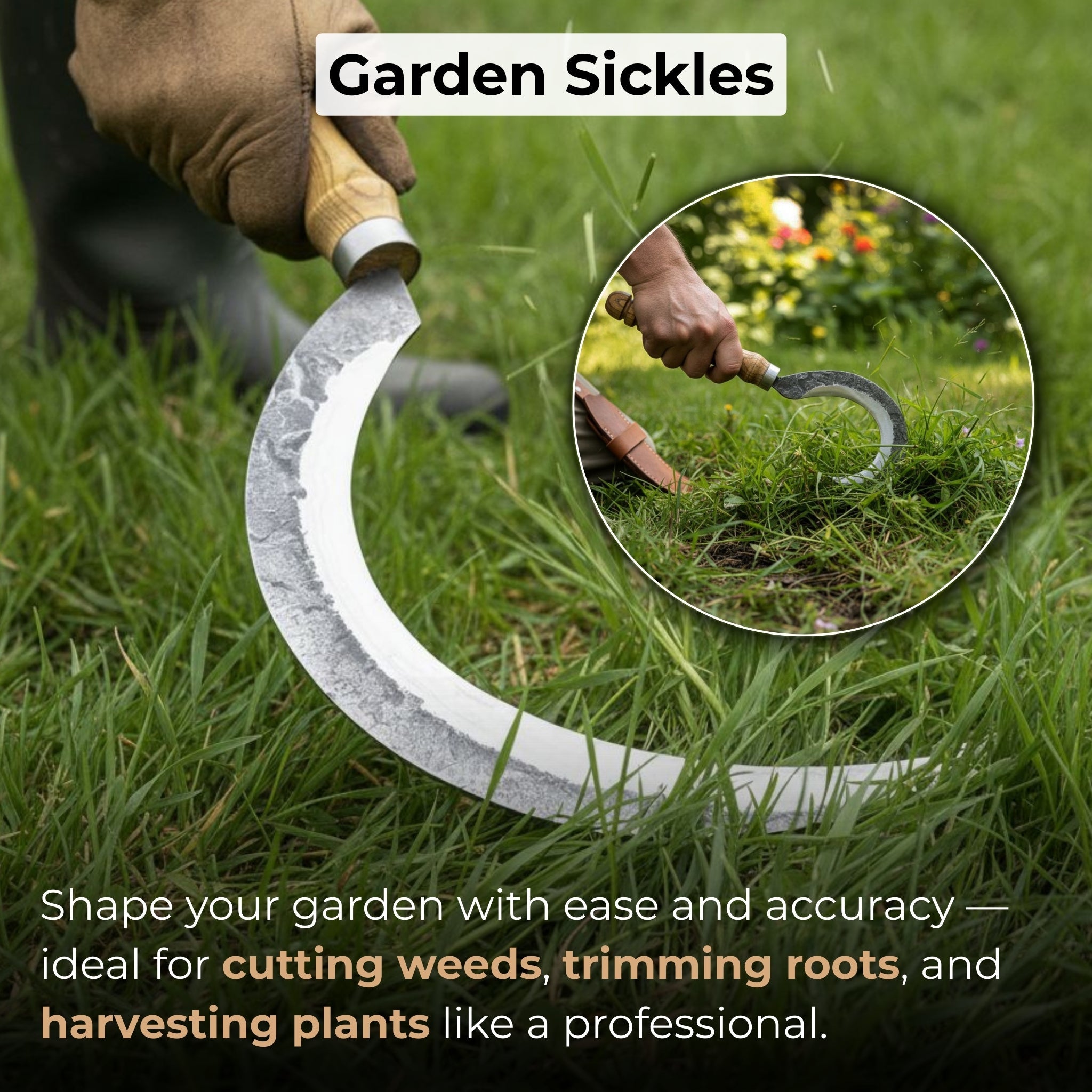 Hand - Forged 2 - Piece Sickle Set with Leather Sheaths - 7