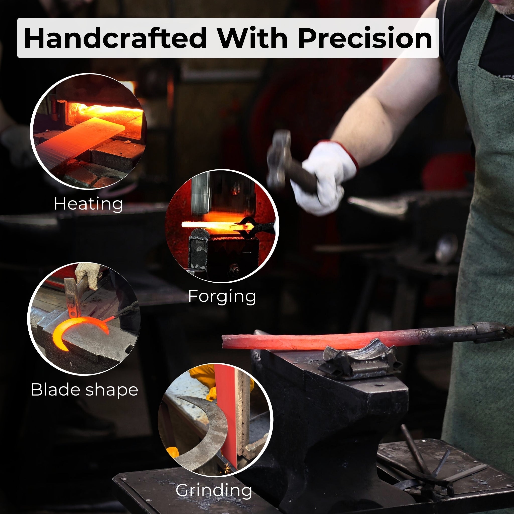 Hand - Forged Athame Ritual Witch Sickle, ⌀16.5 cm (6.5 inches) - 8