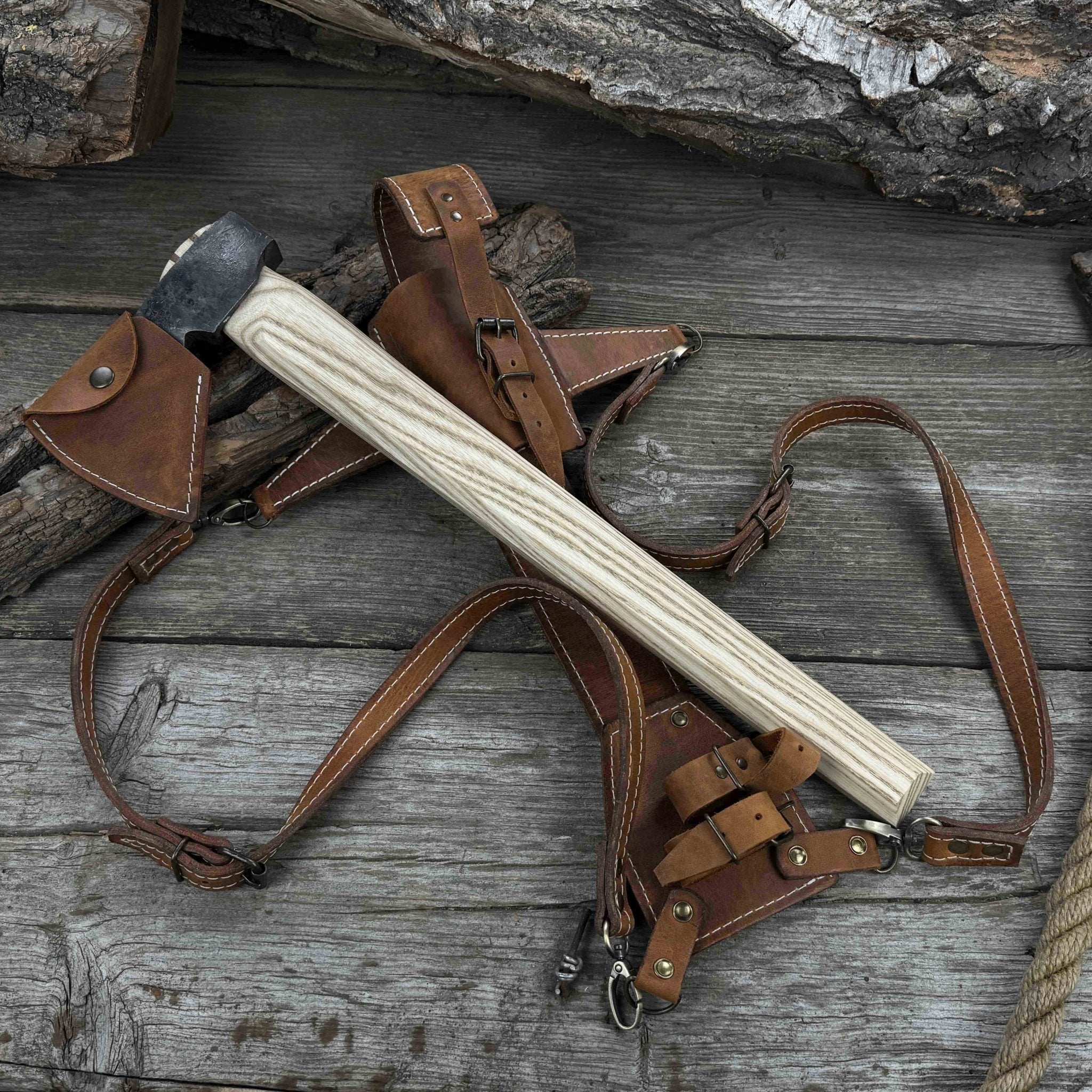Hand - Forged Bushcraft Hatchet with Leather Back Sheath, 0.74 kg (1.63 lb) - 7