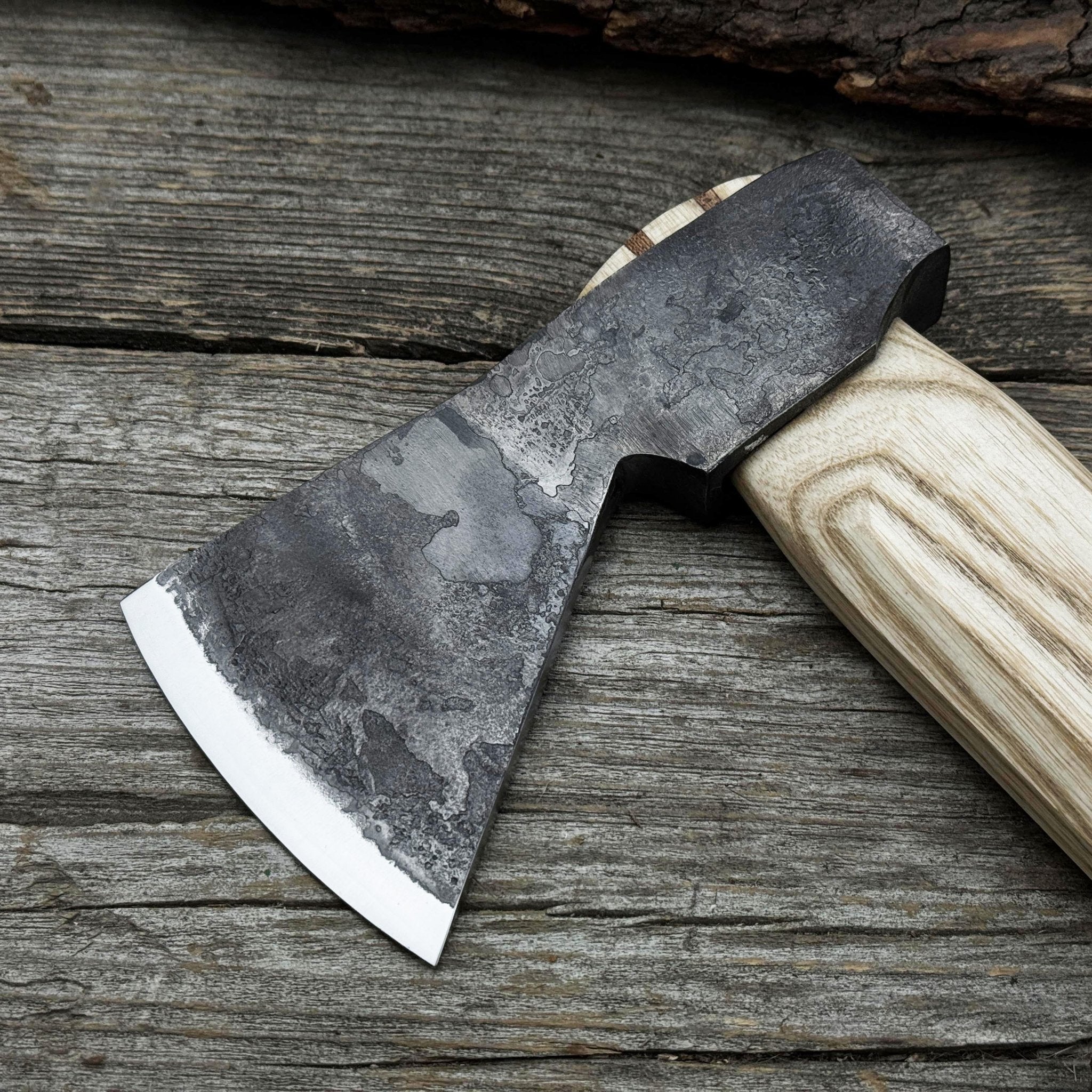Hand - Forged Bushcraft Hatchet with Leather Back Sheath, 0.74 kg (1.63 lb) - 3