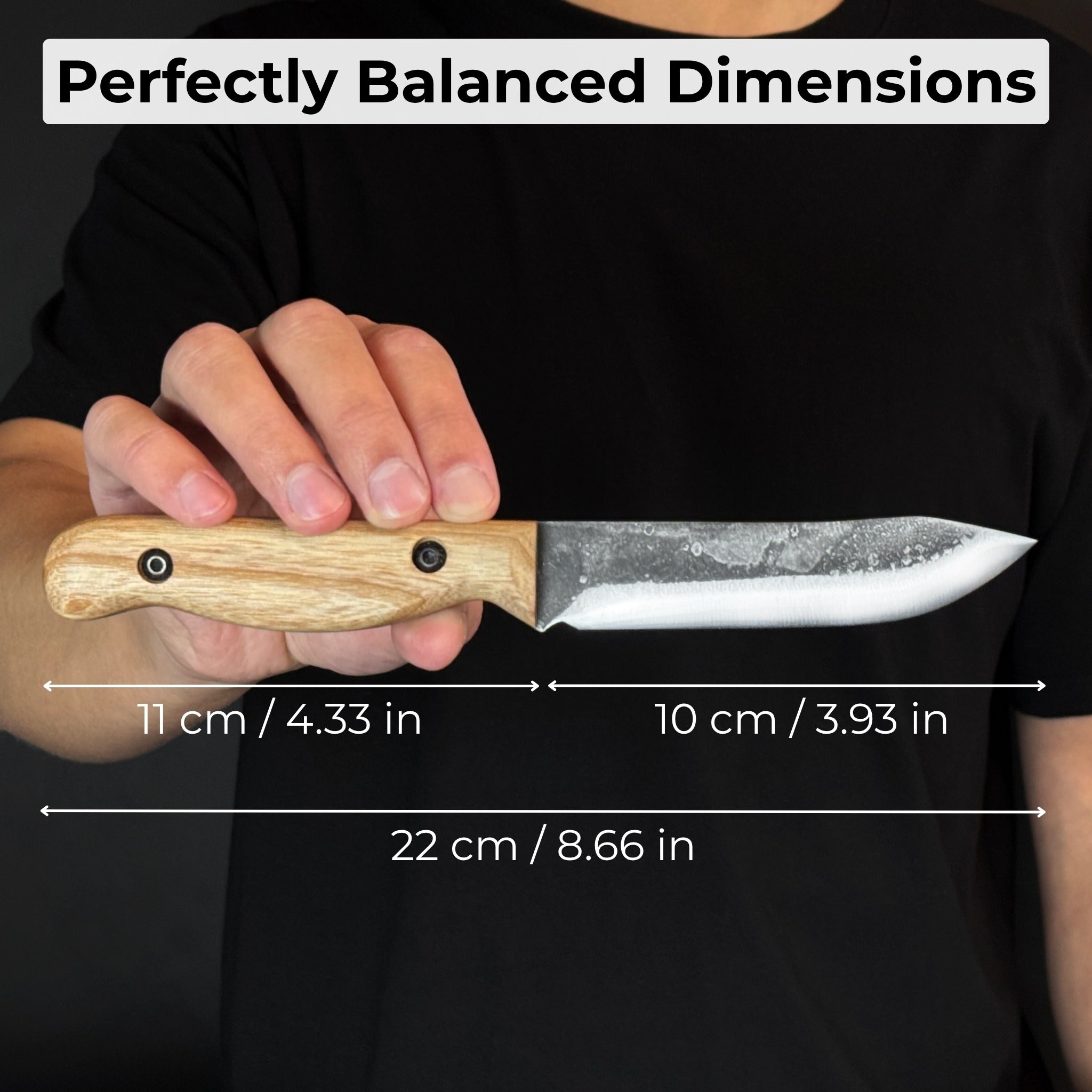 Hand - Forged Bushcraft Knife, 10 cm (3.9 in) Blade with Leather Sheath - 5