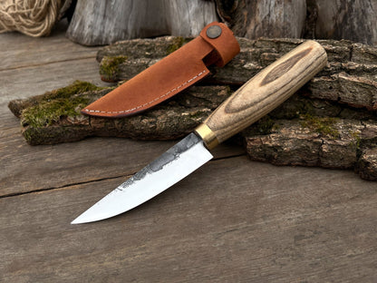 Hand - Forged Bushcraft Knife, 10 cm (3.9 inches) with leather sheath - 6