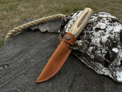 Hand - Forged Bushcraft Knife, 10 cm (3.9 inches) with leather sheath - 2