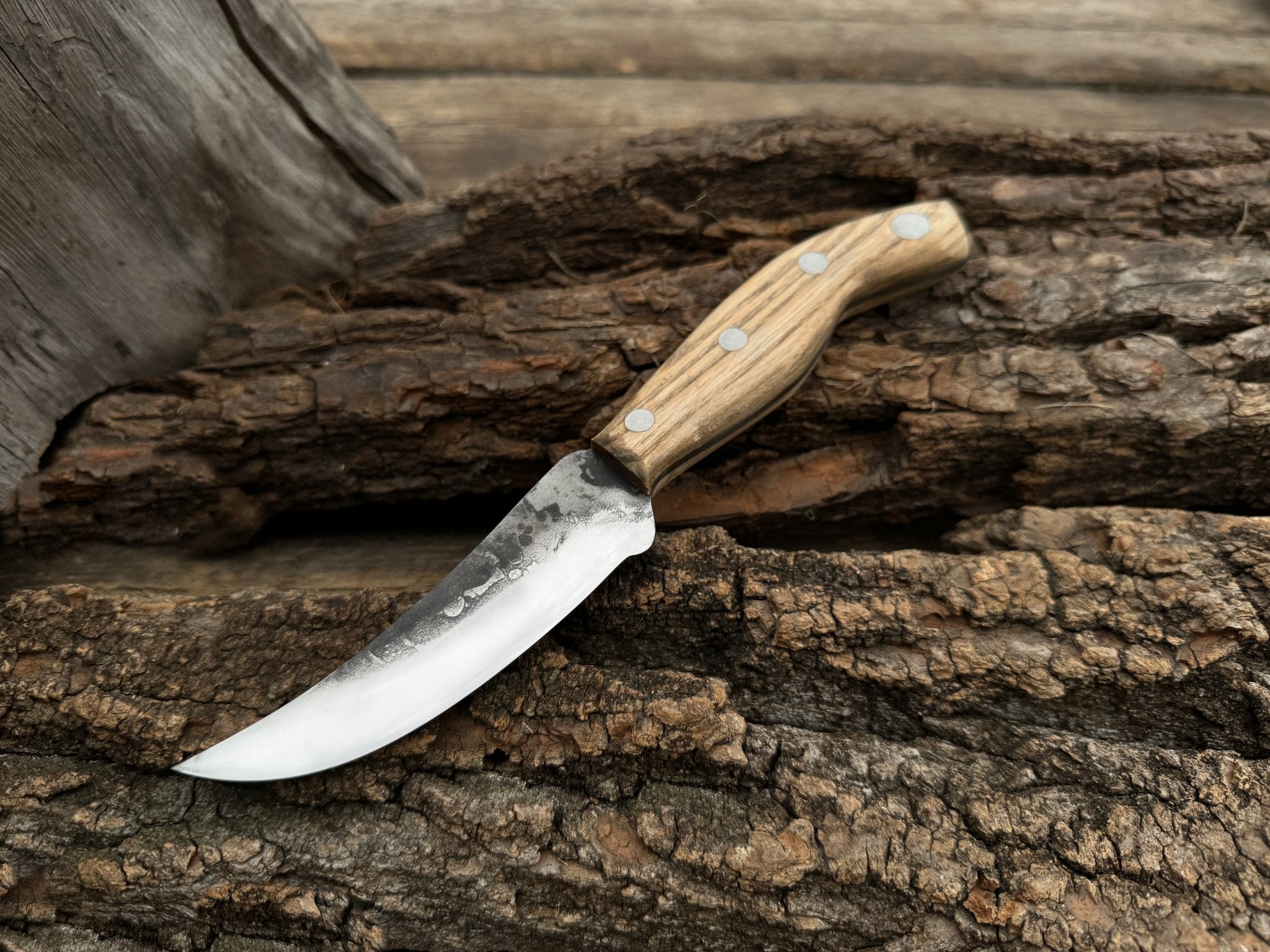 Hand - Forged Bushcraft Knife, 10 cm (3.9 inches) with leather sheath - 9