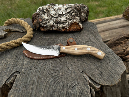 Hand - Forged Bushcraft Knife, 10 cm (3.9 inches) with leather sheath - 3