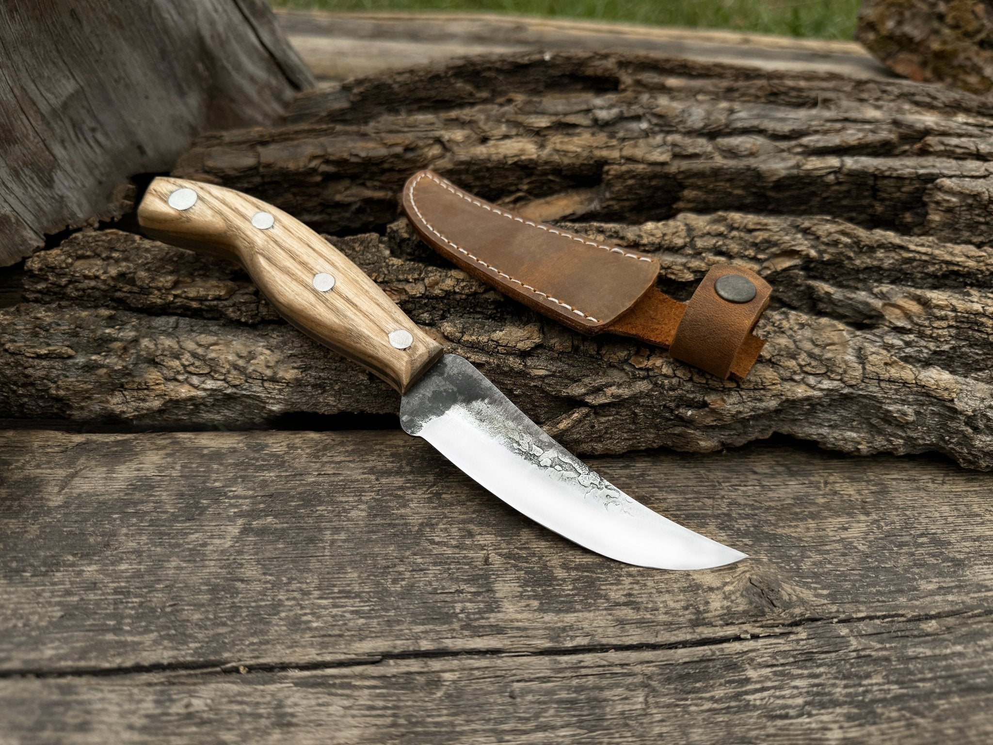 Hand - Forged Bushcraft Knife, 10 cm (3.9 inches) with leather sheath - 6