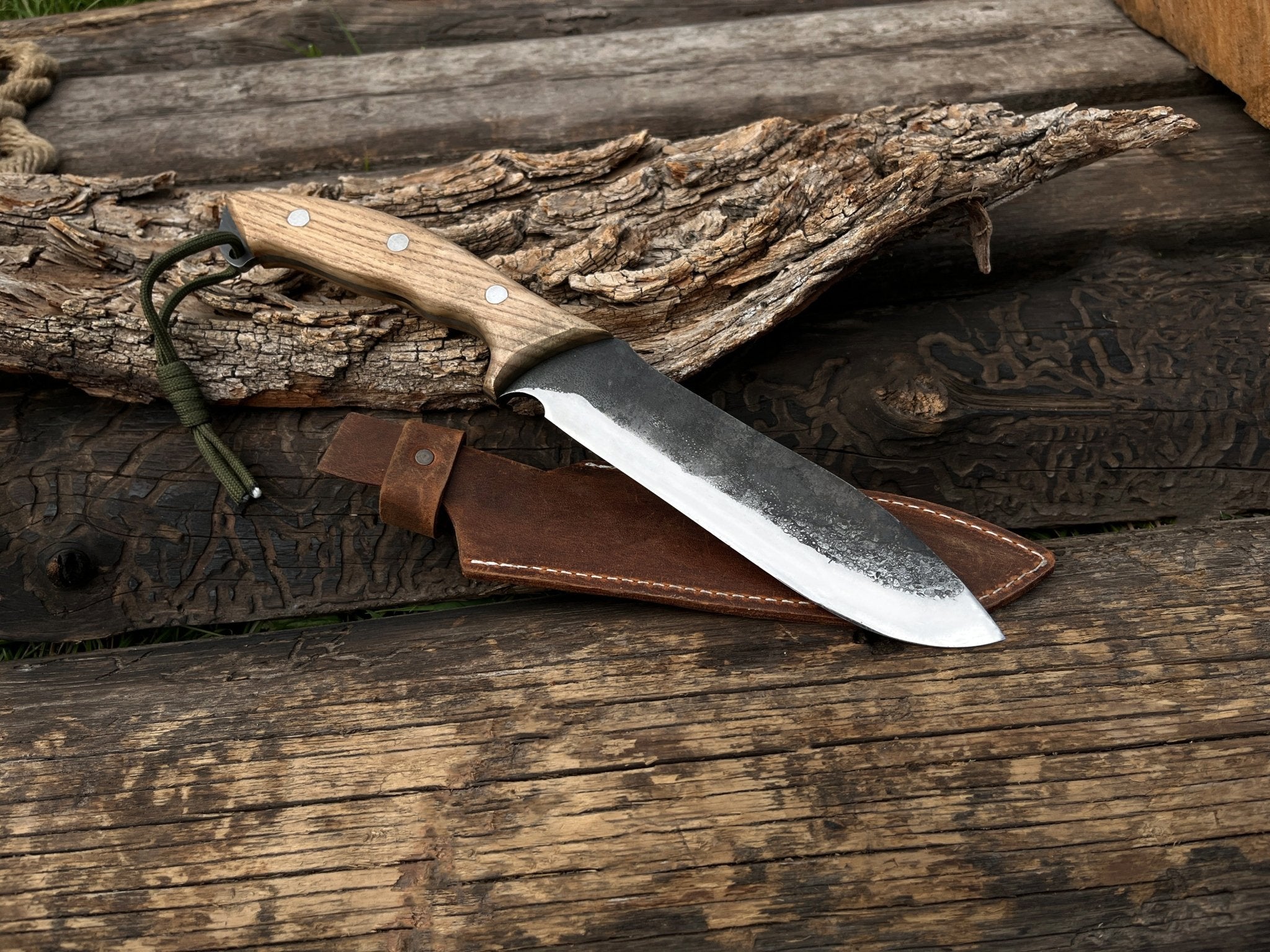 Hand - Forged Bushcraft Knife, 15.5 cm (6.1 inches) with leather sheath - 6