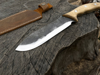 Hand - Forged Bushcraft Knife, 15.5 cm (6.1 inches) with leather sheath - 8