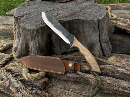 Hand - Forged Bushcraft Knife, 15.5 cm (6.1 inches) with leather sheath - 5