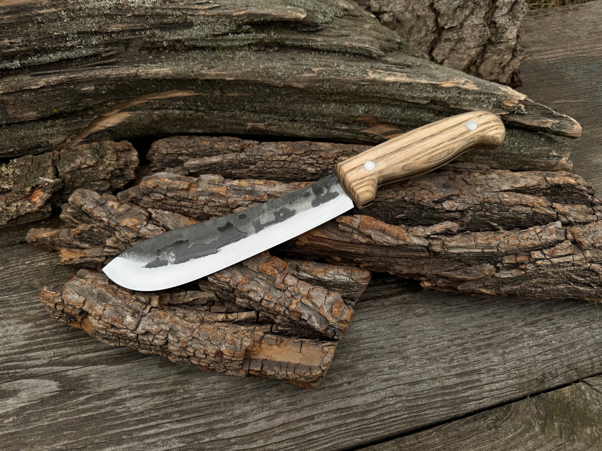 Hand - Forged Bushcraft Knife, 17 cm (6.7 inches) with leather sheath - 3