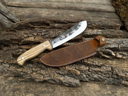 Hand - Forged Bushcraft Knife, 17 cm (6.7 inches) with leather sheath - 9