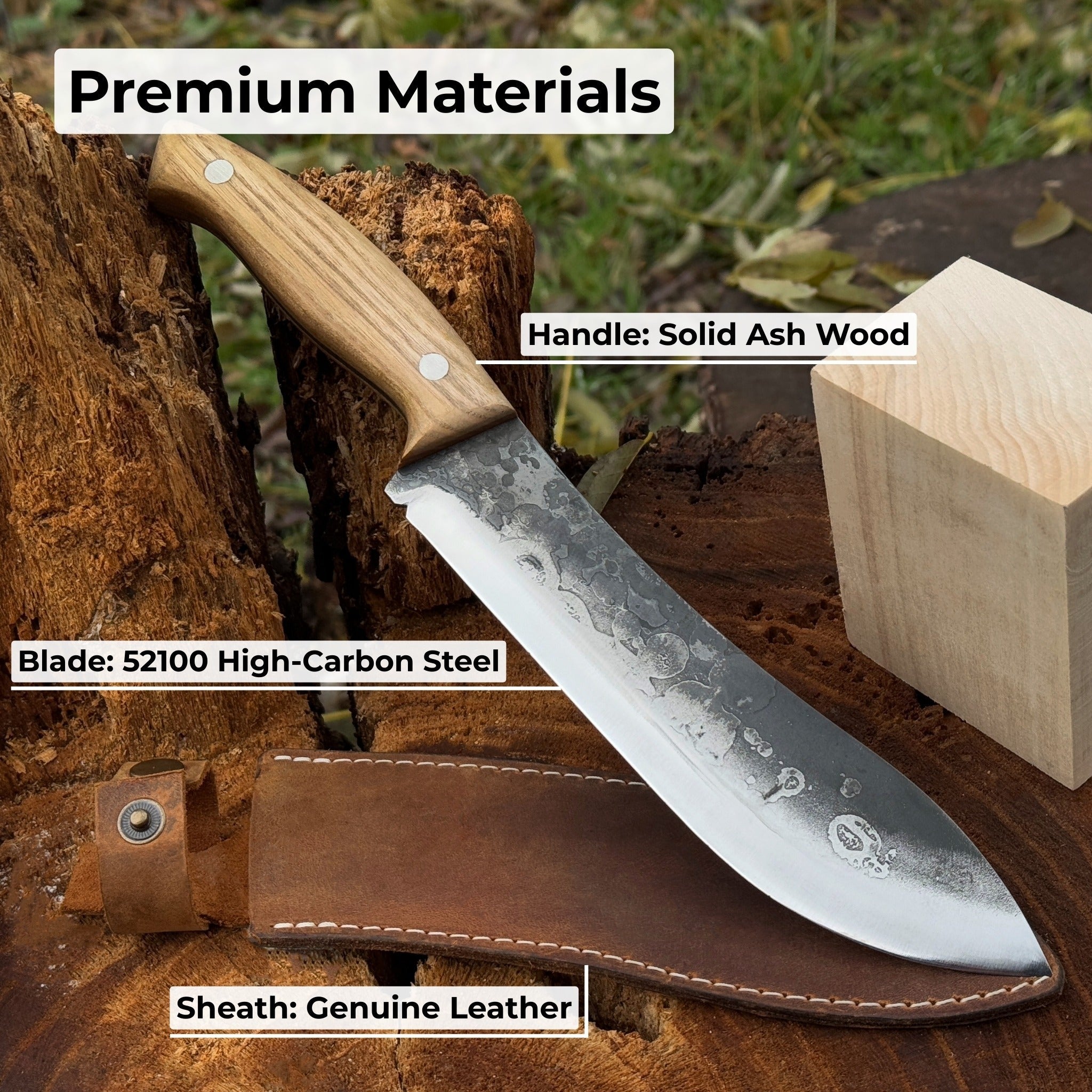 Hand - Forged Bushcraft Knife, 17 cm (6.7 inches) with leather sheath - 6