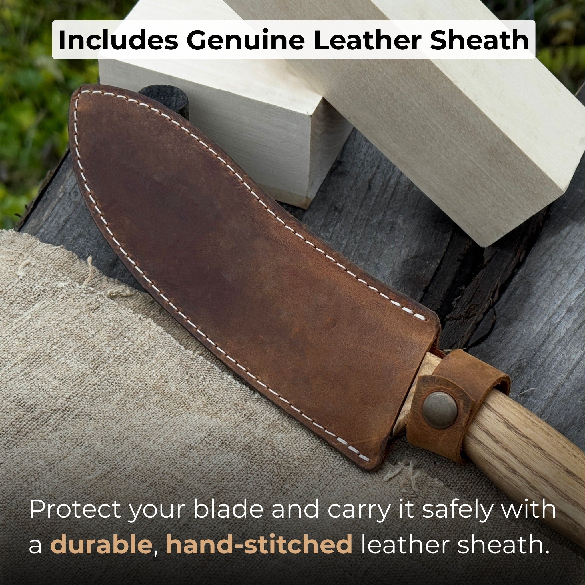 Hand - Forged Bushcraft Knife, 17 cm (6.7 inches) with leather sheath - 4