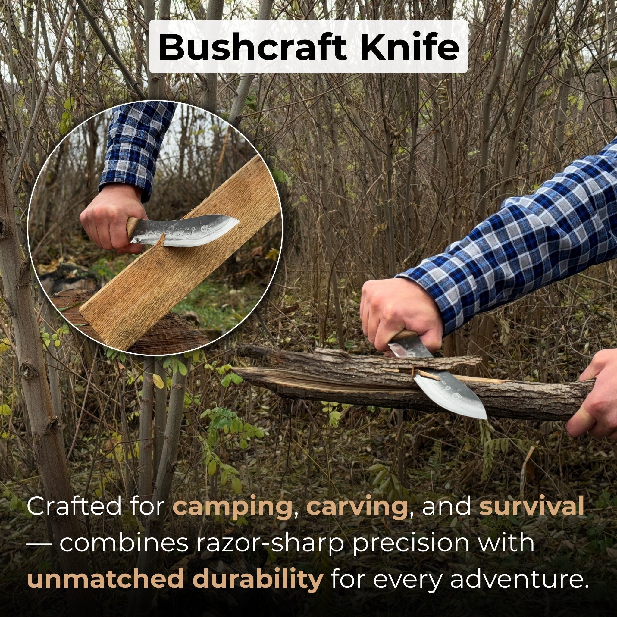 Hand - Forged Bushcraft Knife, 17 cm (6.7 inches) with leather sheath - 7