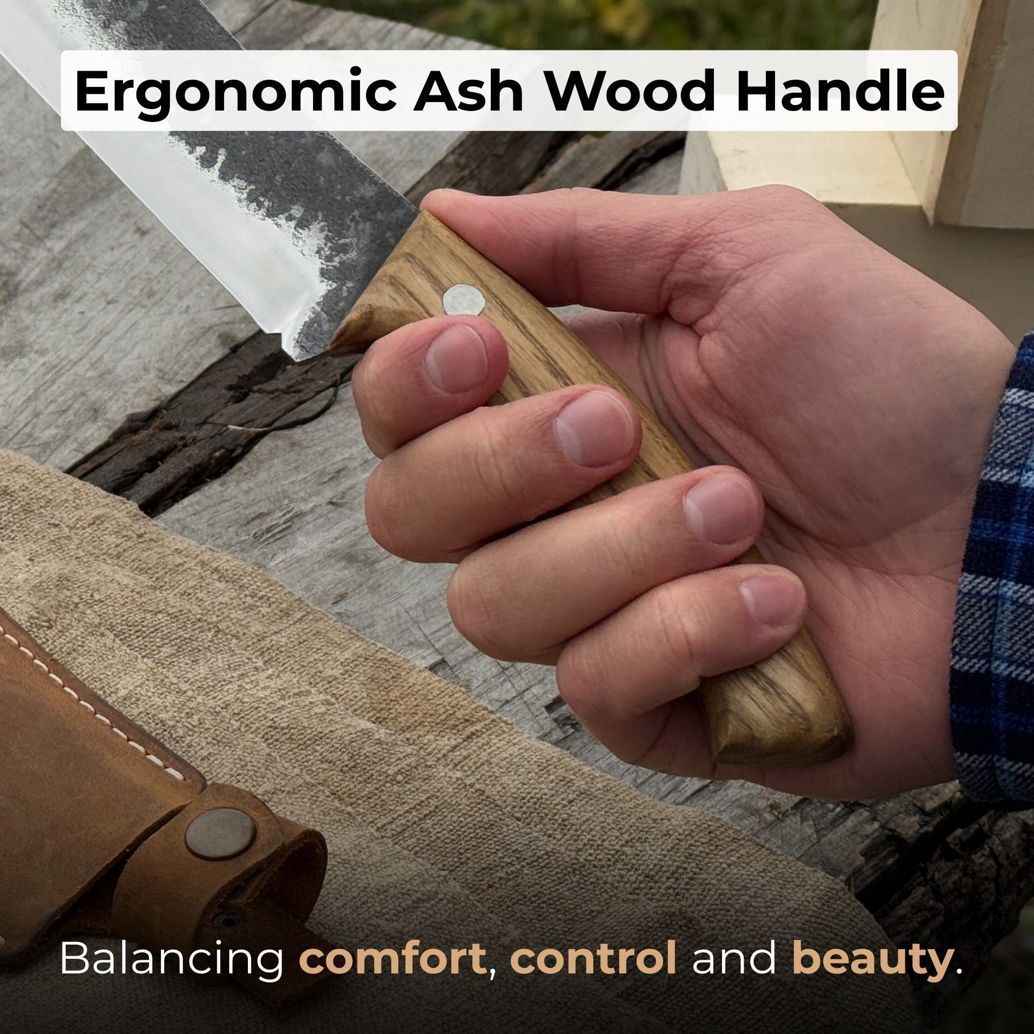 Hand - Forged Bushcraft Knife, 17 cm (6.7 inches) with leather sheath - 3