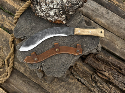 Hand - Forged Bushcraft Knife, 25 cm (9.8 inches) with leather sheath - 1