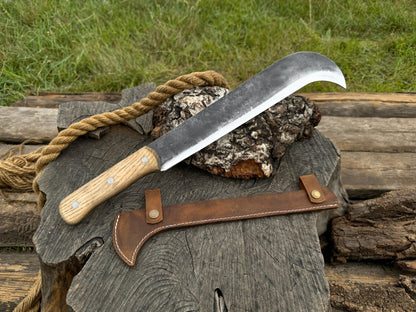 Hand - Forged Bushcraft Knife, 27 cm (10.6 inches) with leather sheath - 1