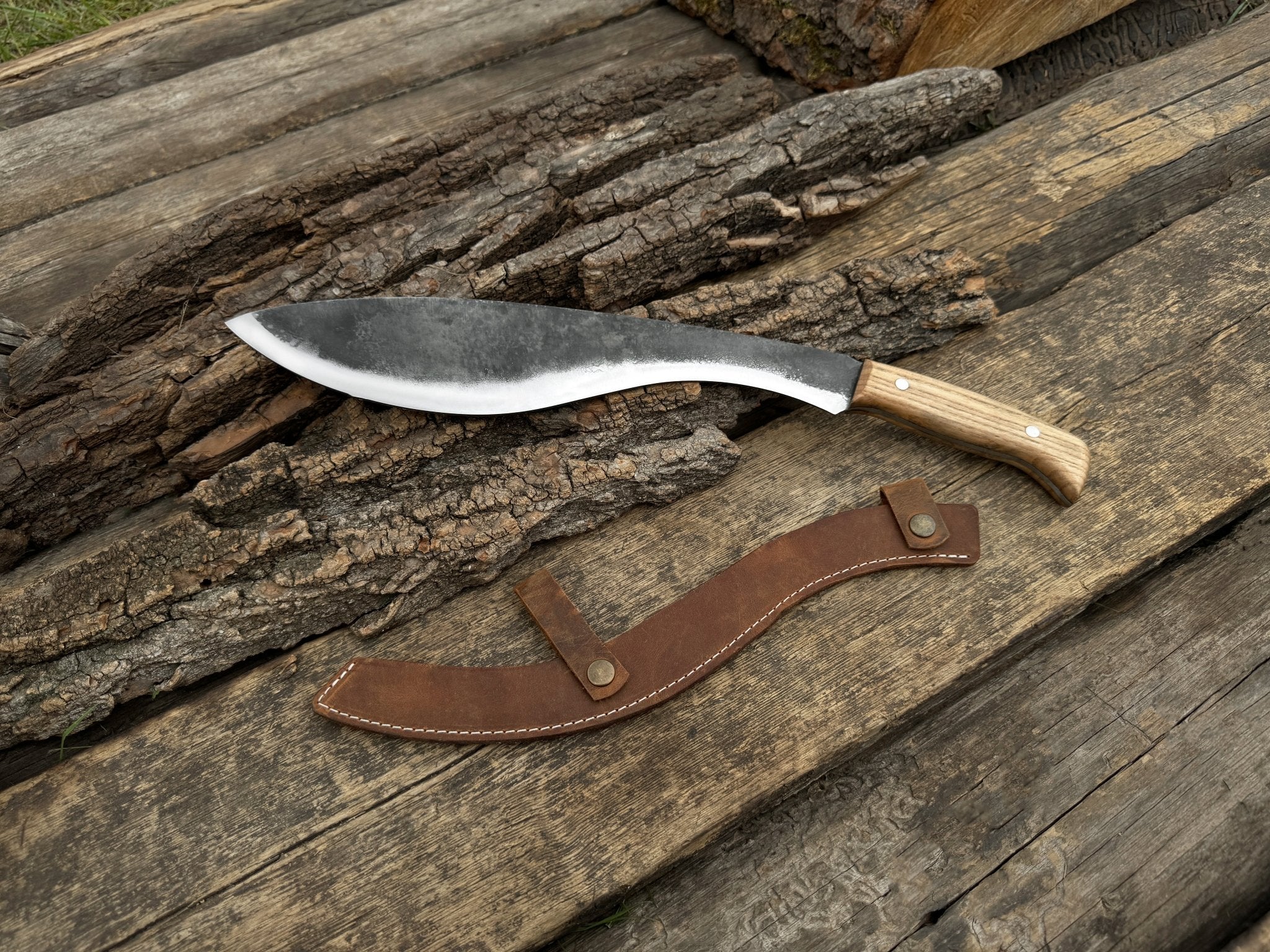 Hand - Forged Bushcraft Knife, 36 cm (14.2 inches) with leather sheath - 5